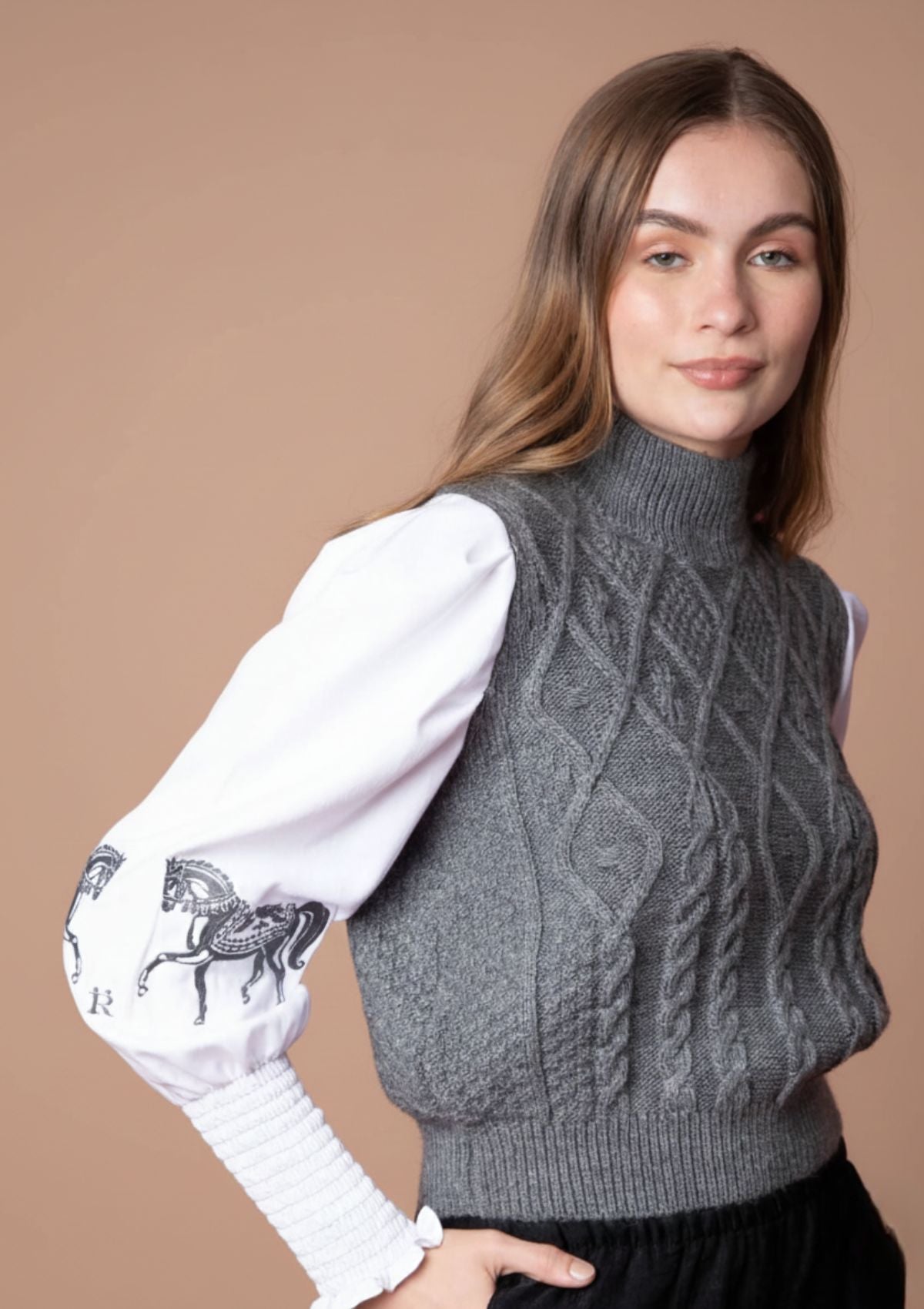 Ellie Cable Knit Sweater | Embroidered - RönnerSweaterXS