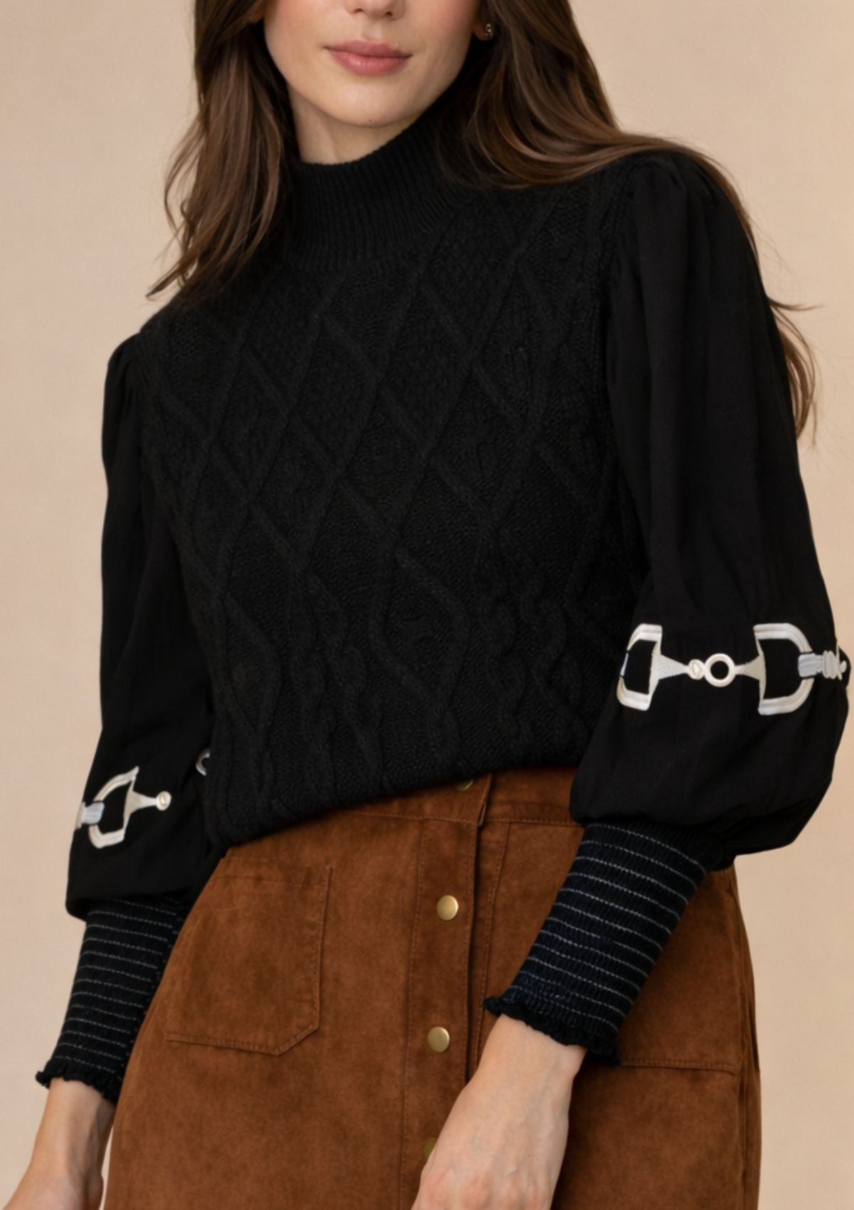 Ellie Cable Knit Sweater | Embroidered - RönnerSweaterXS