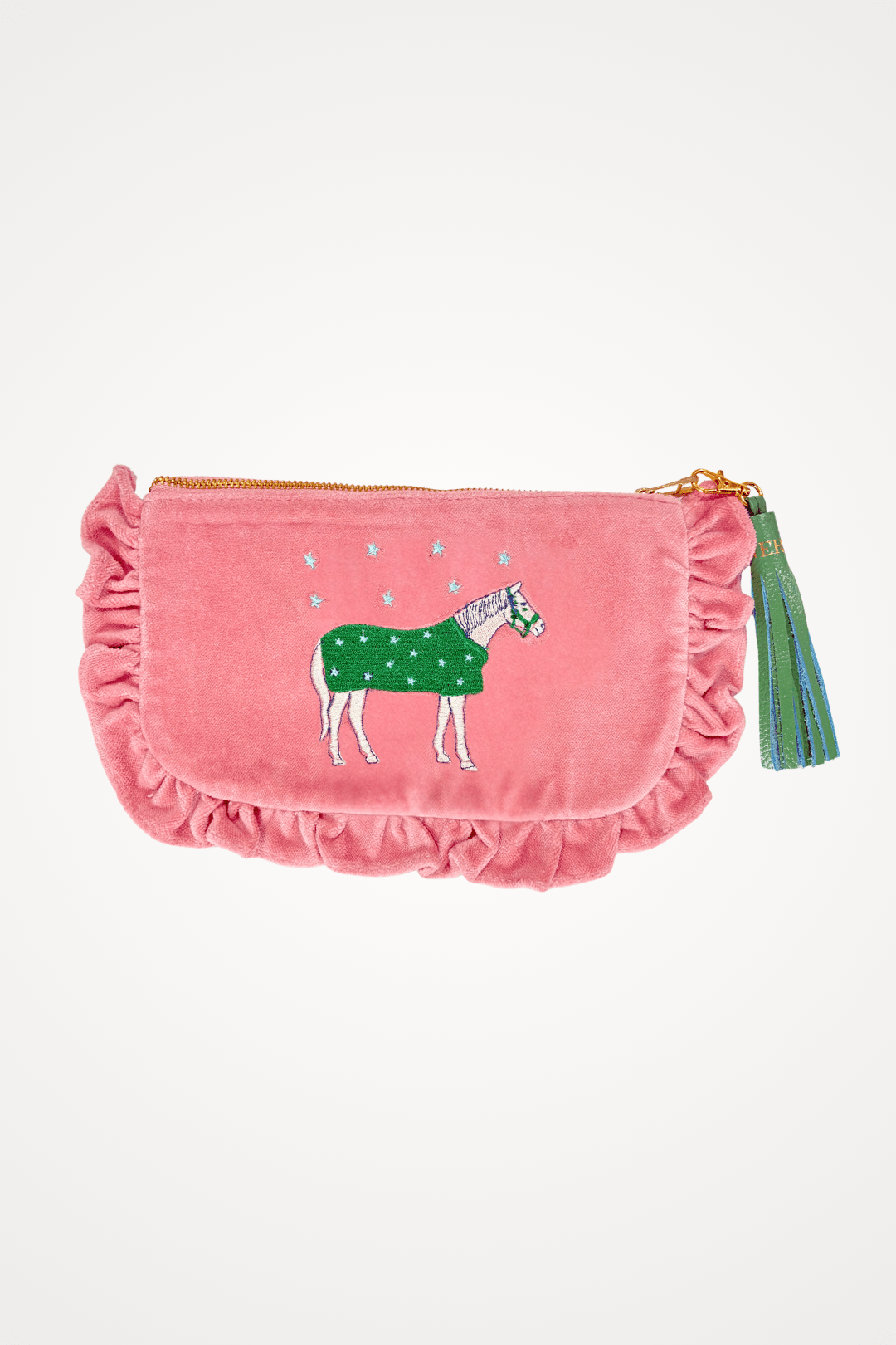 Embroidered Pouch | Lucky Horses | Small - RönnerPouchPink