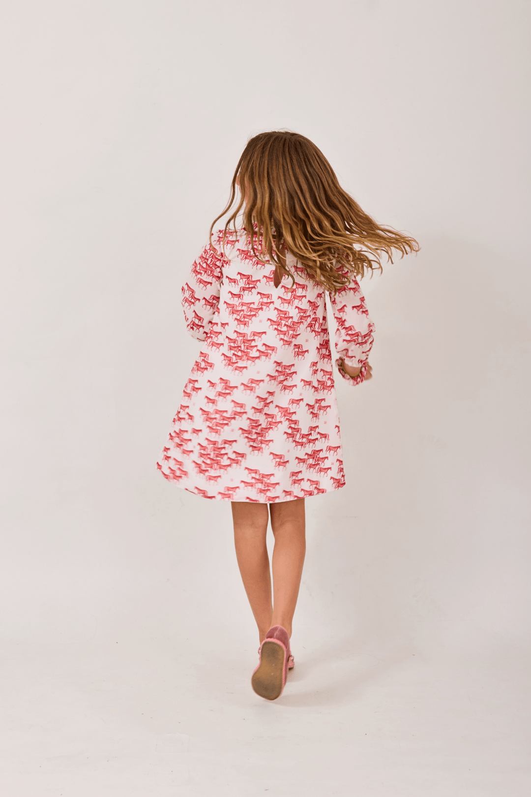 Emily Mini Horses Dress - RönnerDressWhite & Red Horses