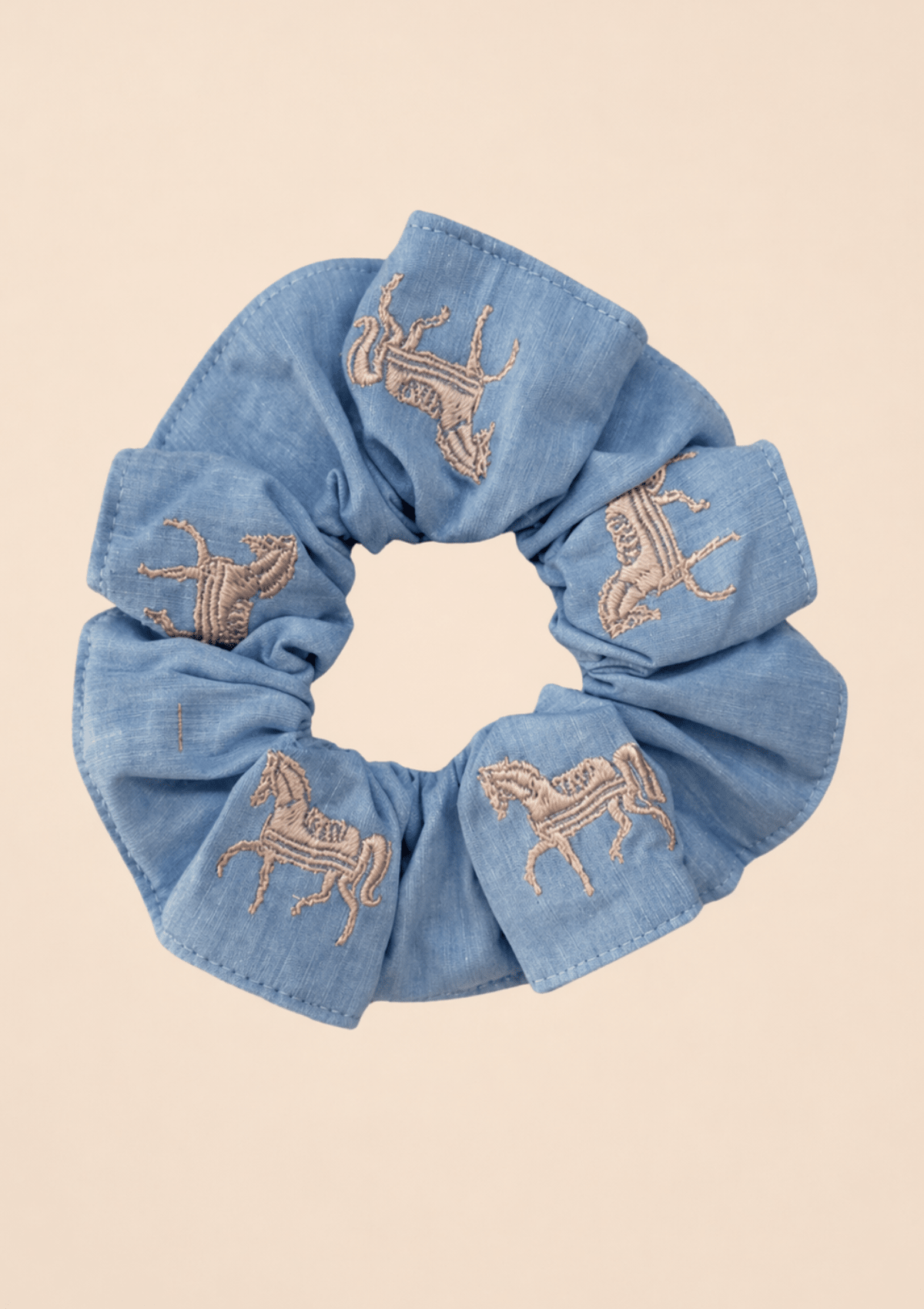 Equestrian Hair Scrunchie | Light Blue & Pink - RönnerHair accessoriesLight Blue & Pink