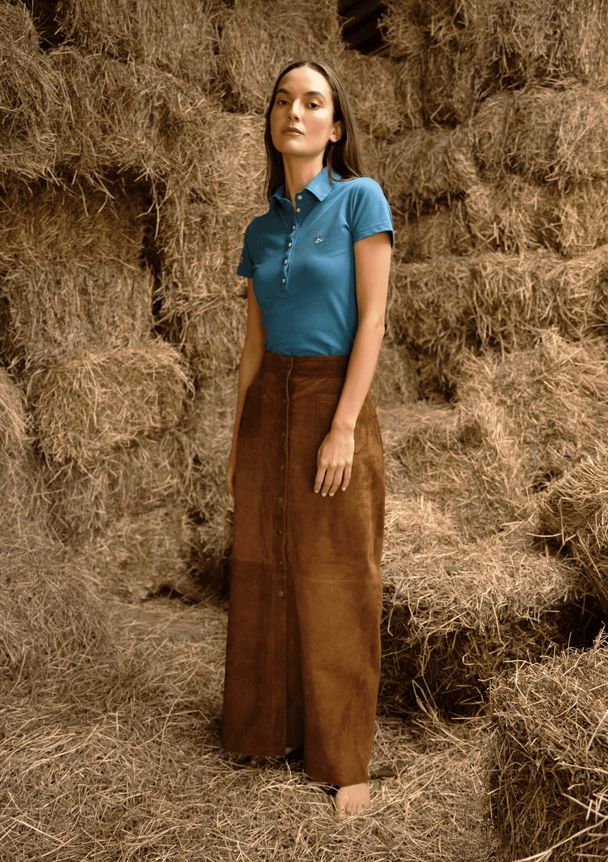 Estancia Suede Long Leather Skirt | Cognac - RönnerXS