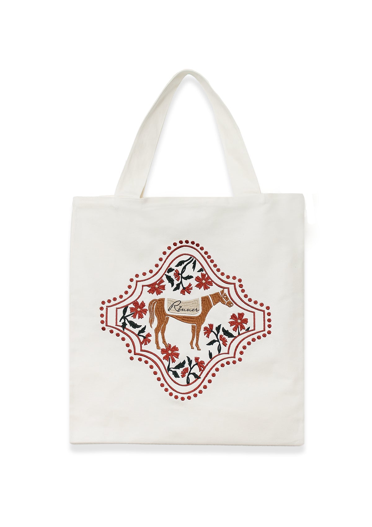 Floral Horses Cotton Tote | Terracotta - Rönner