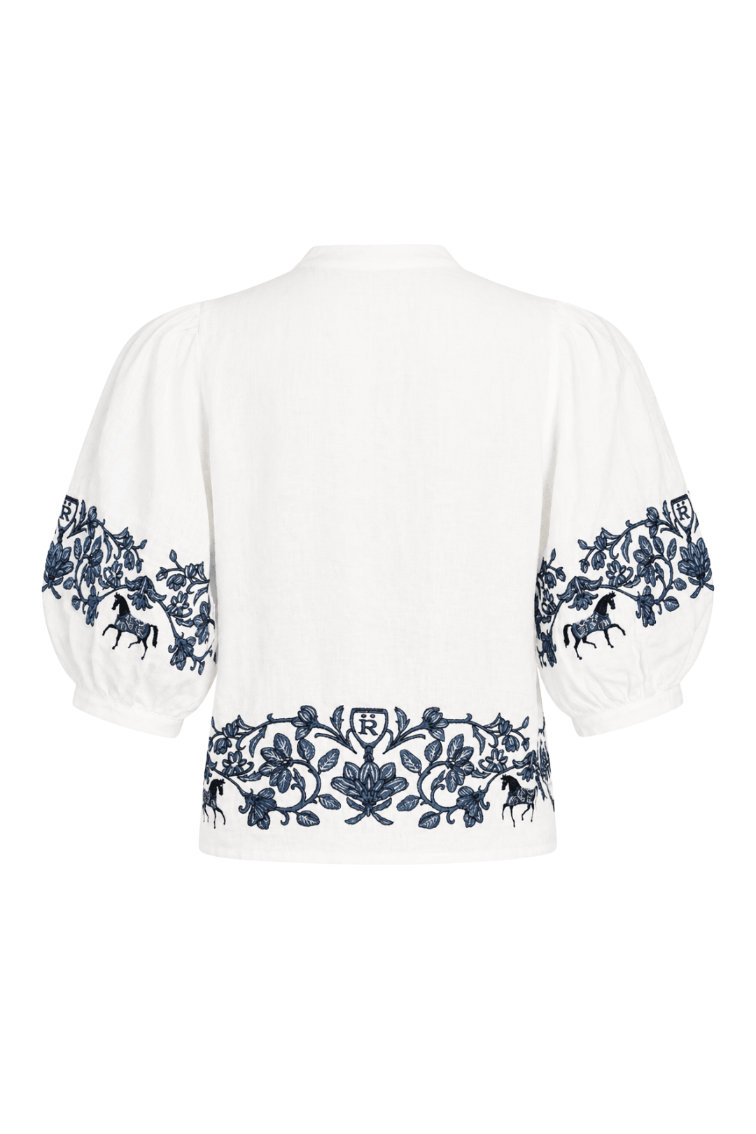 Florale Embroidered Linen Blouse | White - RönnerBlouseXS