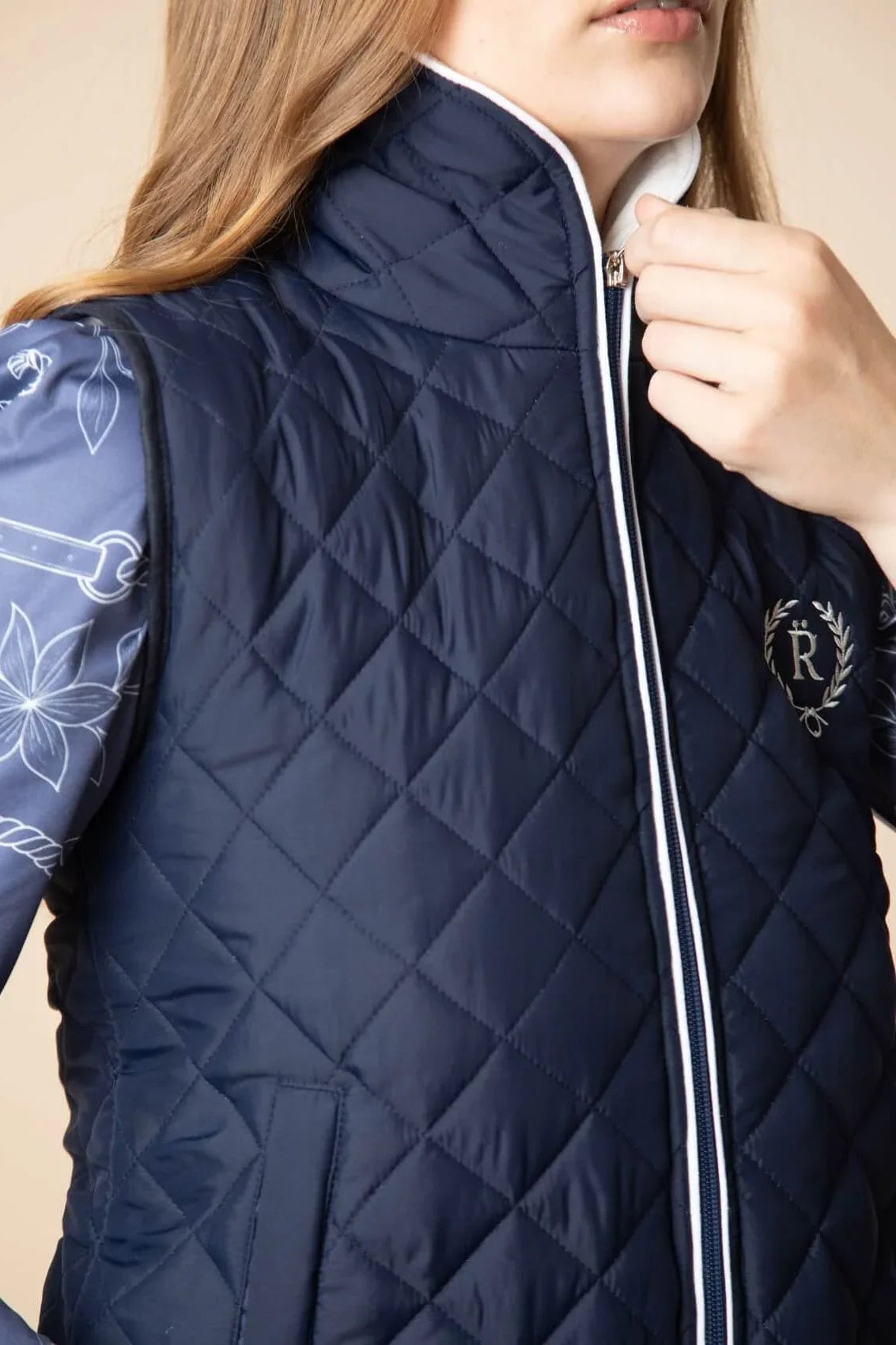 Florence Barn Vest | Embroidered | Navy - RönnerVestXS