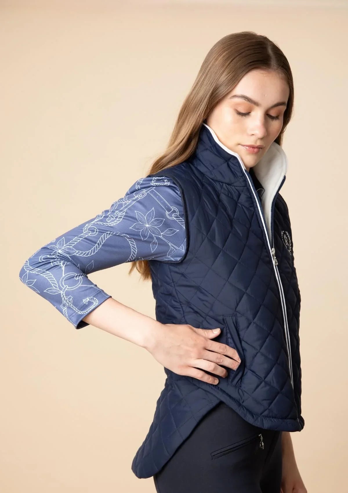 Florence Barn Vest | Embroidered | Navy - RönnerVestXS