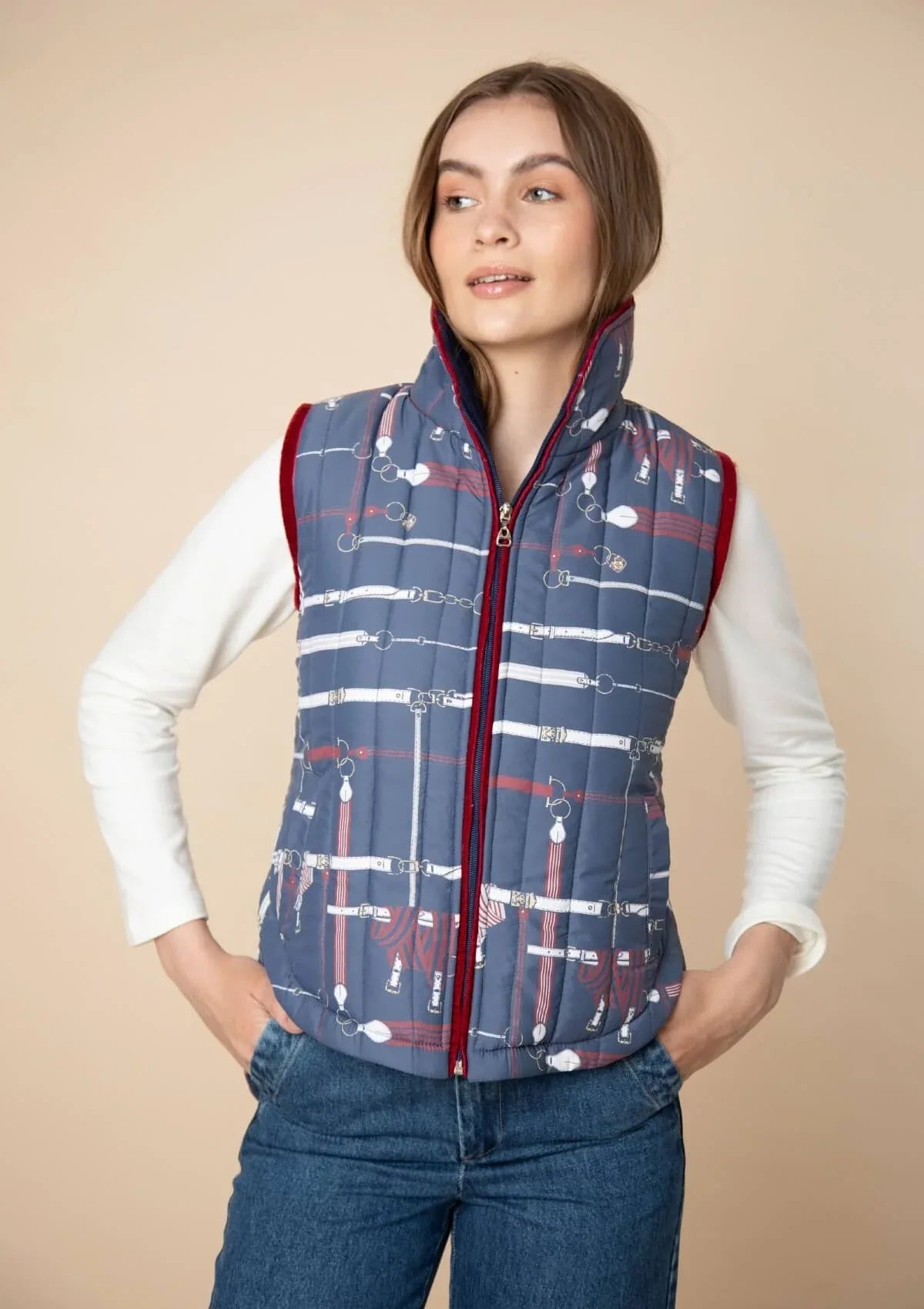 Florence Quilted Vest | Jubilea Print | Navy - RönnerVestXS