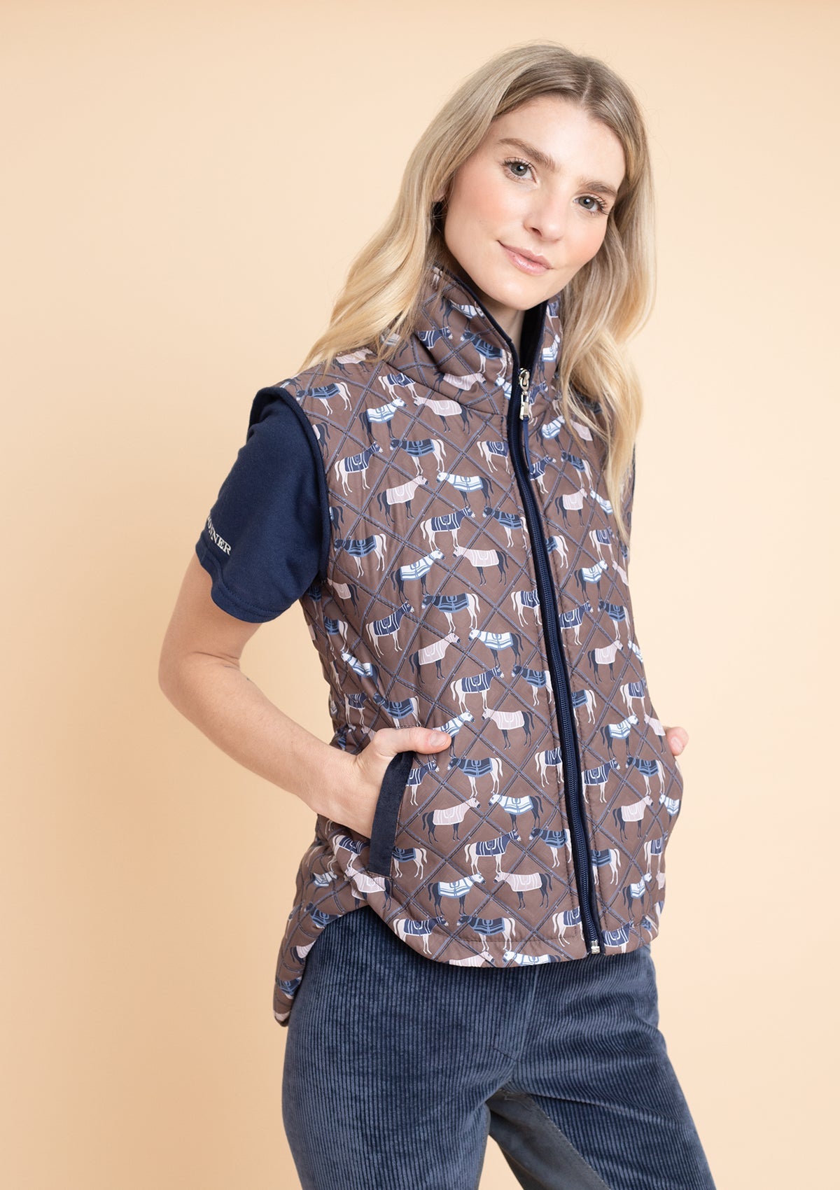 Florence Quilted Vest | Victory Print - RönnerVestChocolate