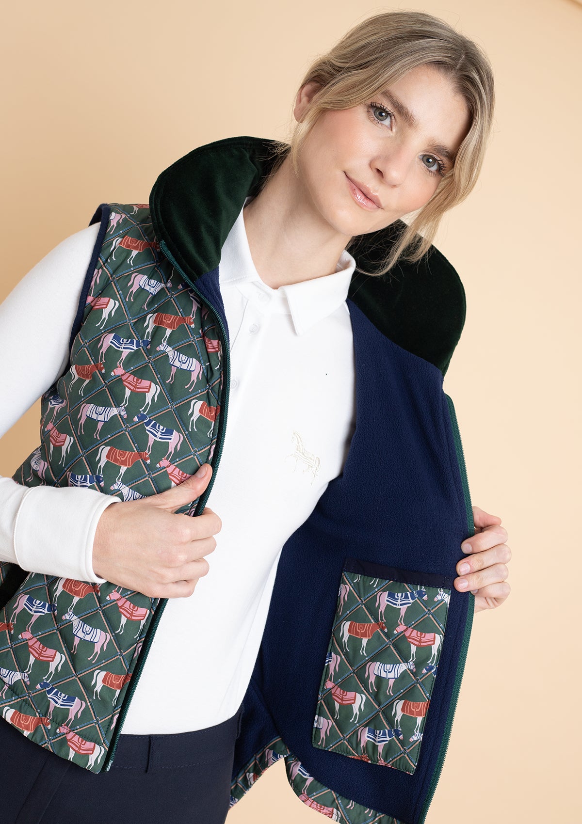 Florence Barn Vest | Victory Print | Sage