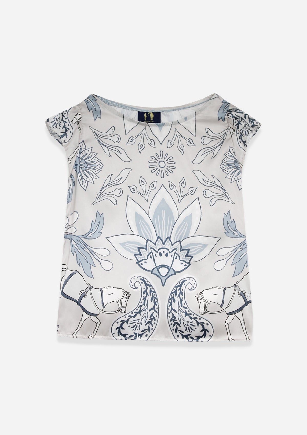 Galatea Blouse | Lilyrose print | Steel | Sample - RönnerBlousesXS