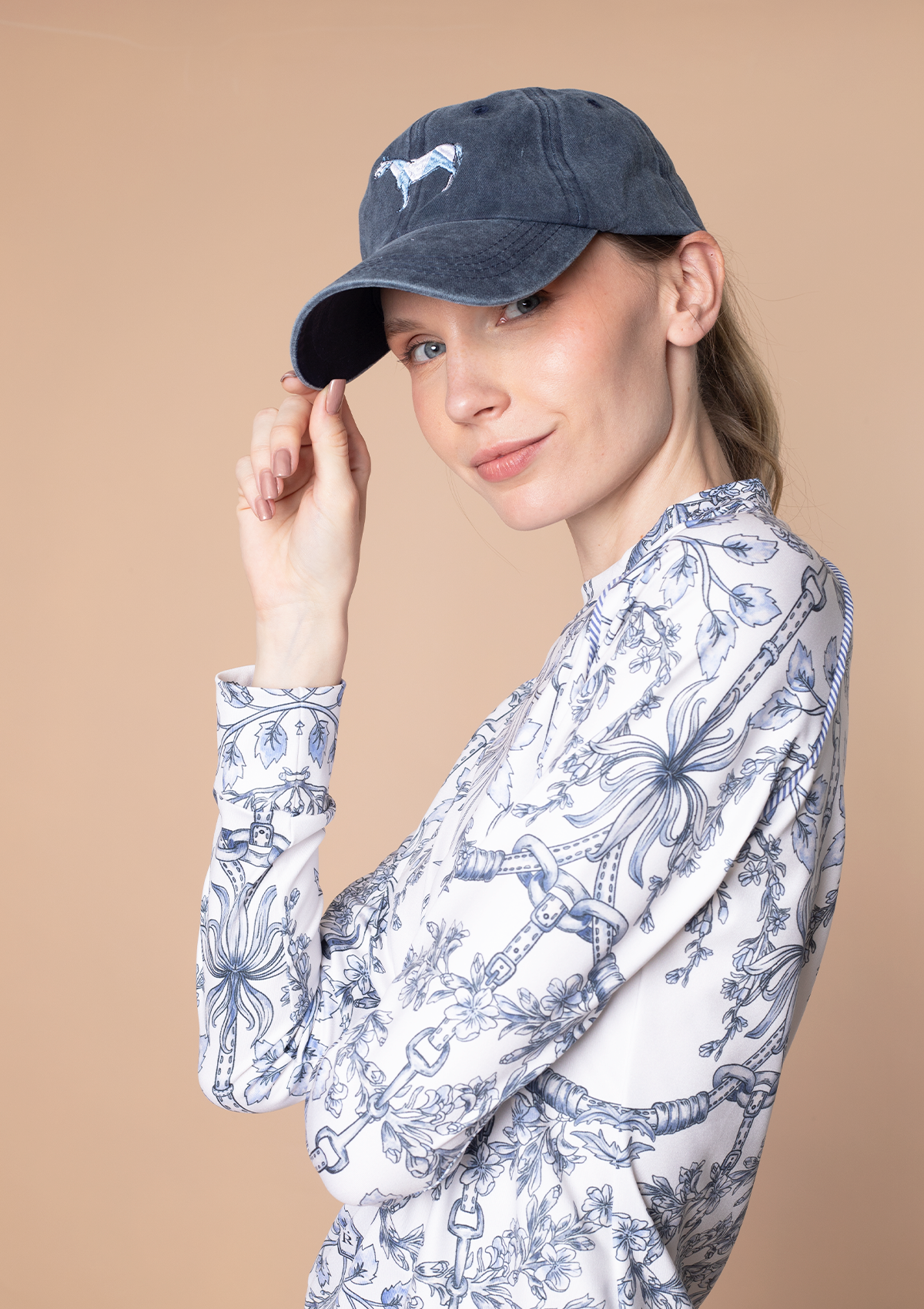 Equestrian Cotton Geo Horses Cap | Navy - Rönner