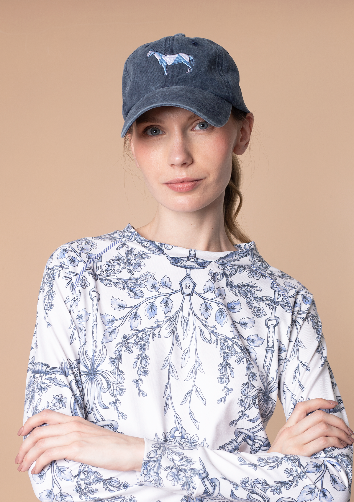 Equestrian Cotton Geo Horses Cap | Navy - Rönner