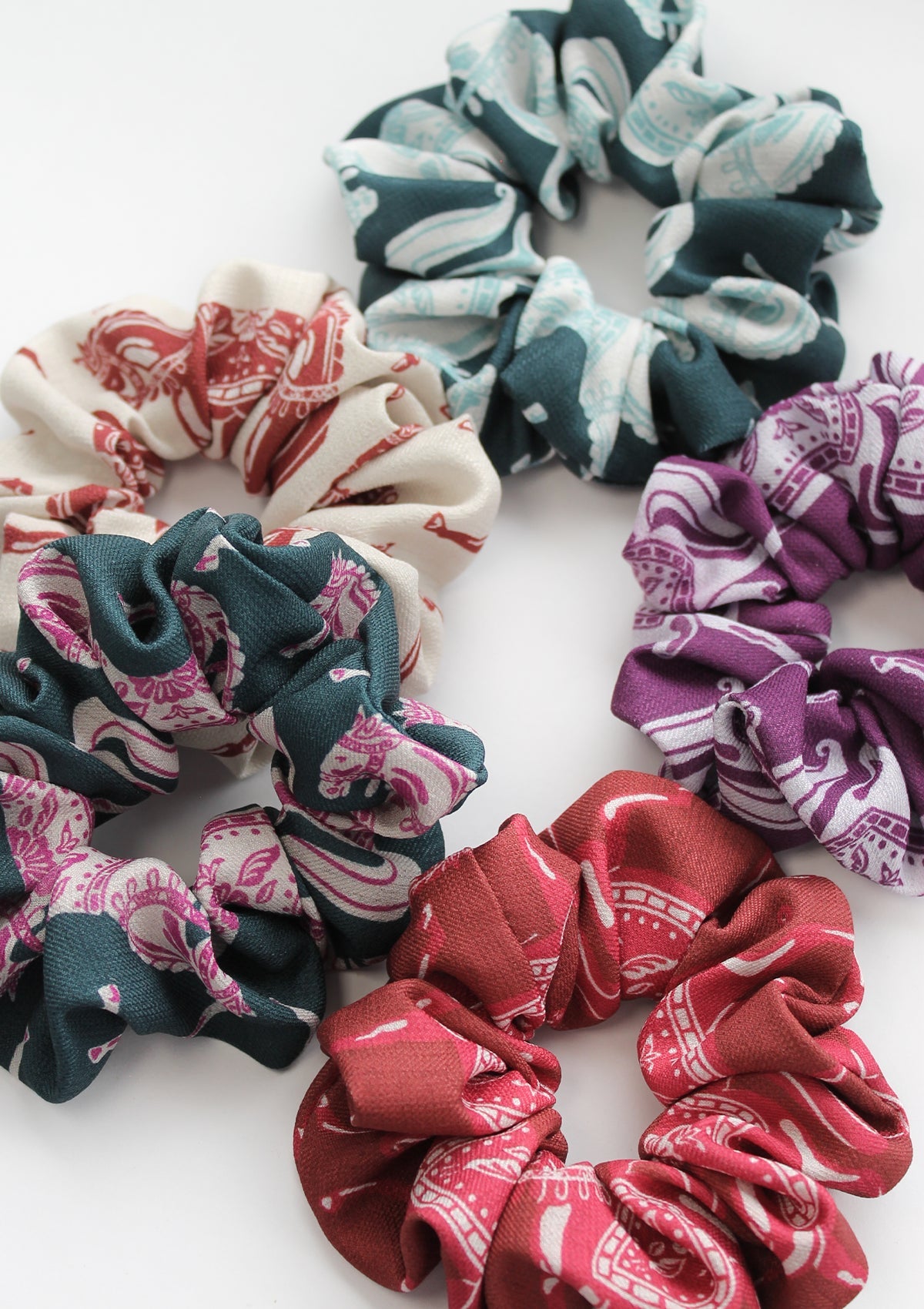 Hair Scrunchie Blossomare Print - RönnerScrunchiesGreen & Blush
