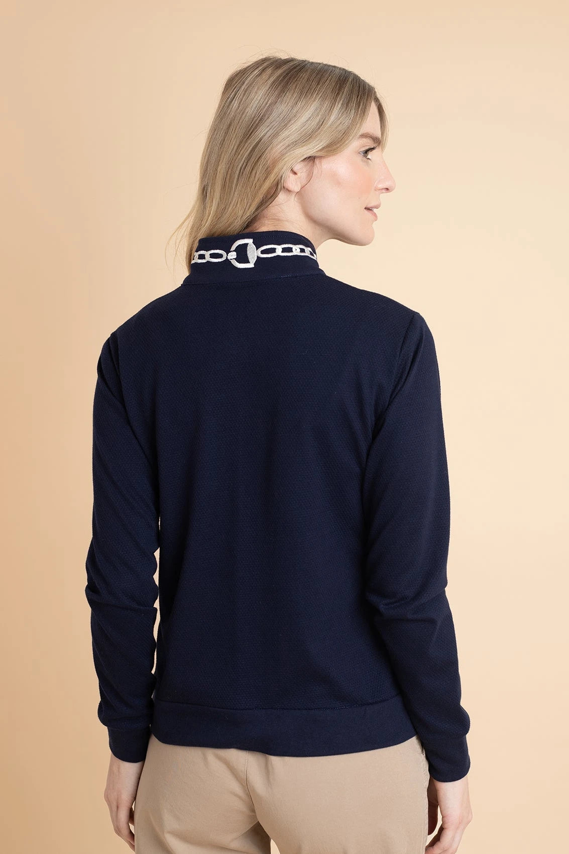 Harmonia Embroidered Zip - Up Jacket | Navy - RönnerJacketsXS