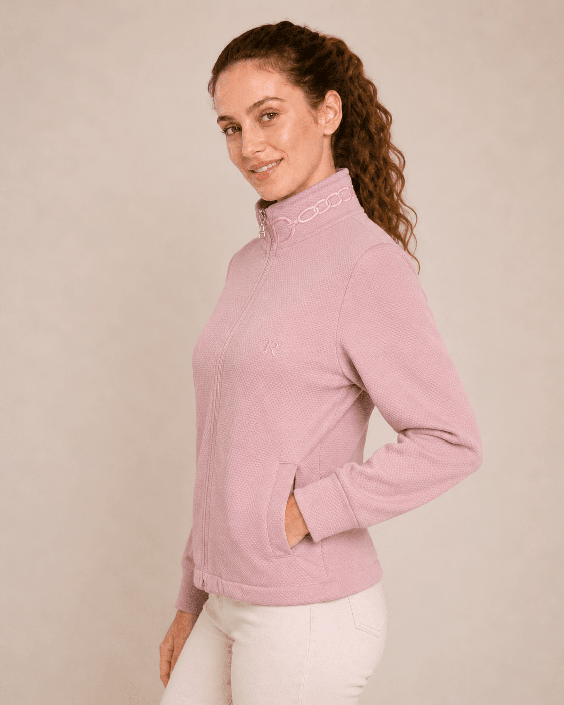 Harmonia Embroidered Zip - Up Jacket | Rose - RönnerJacketsXS