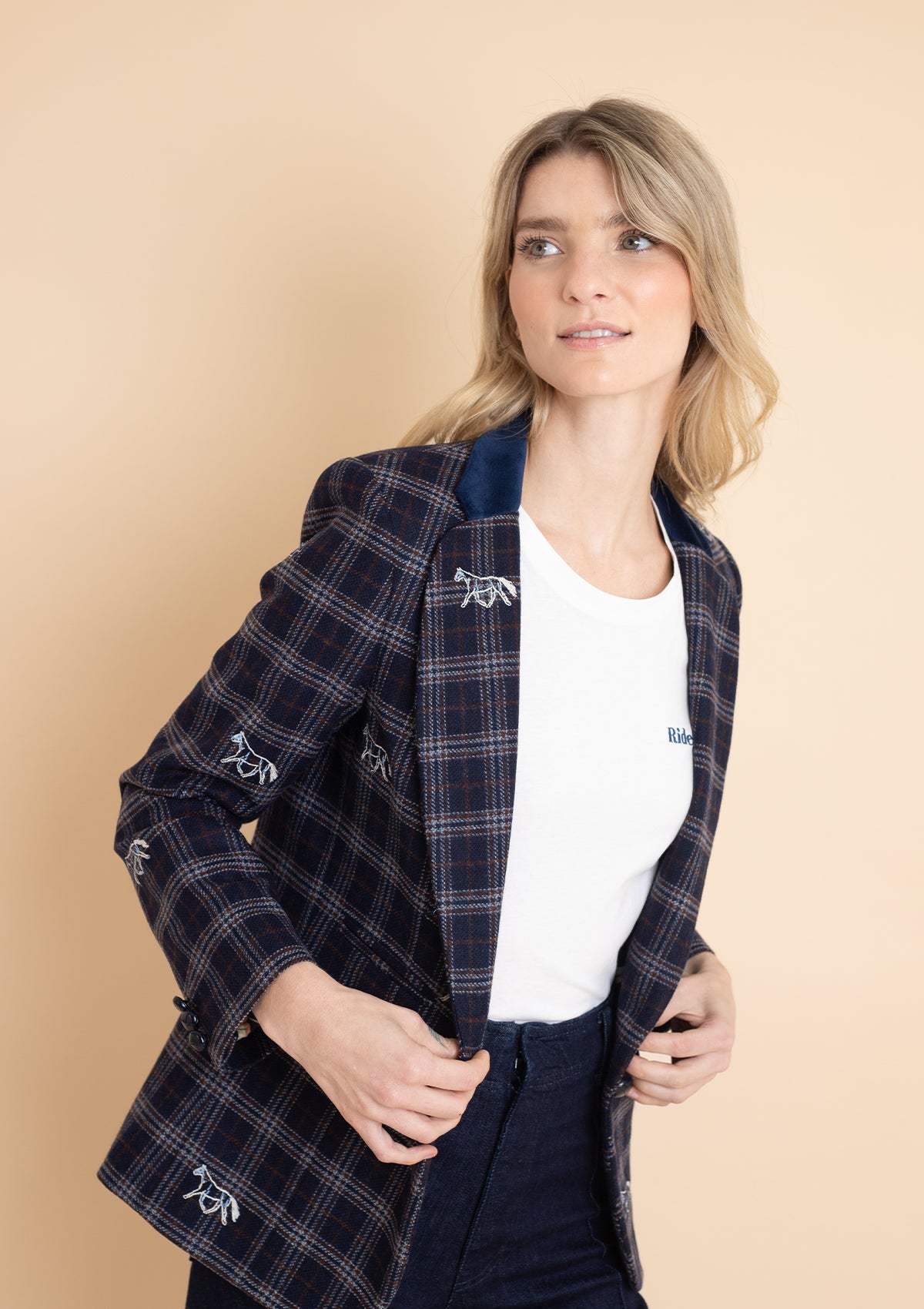 Cavaletti Blazer | Embroidered Italian Wool | Grey