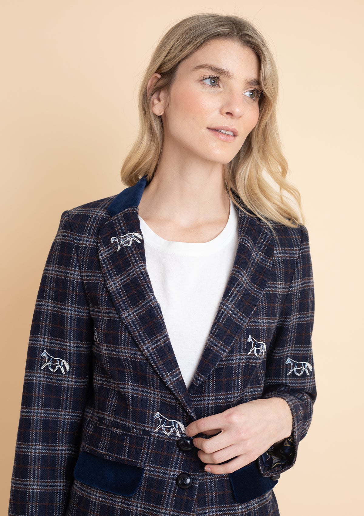 Cavaletti Blazer | Embroidered Italian Wool | Grey