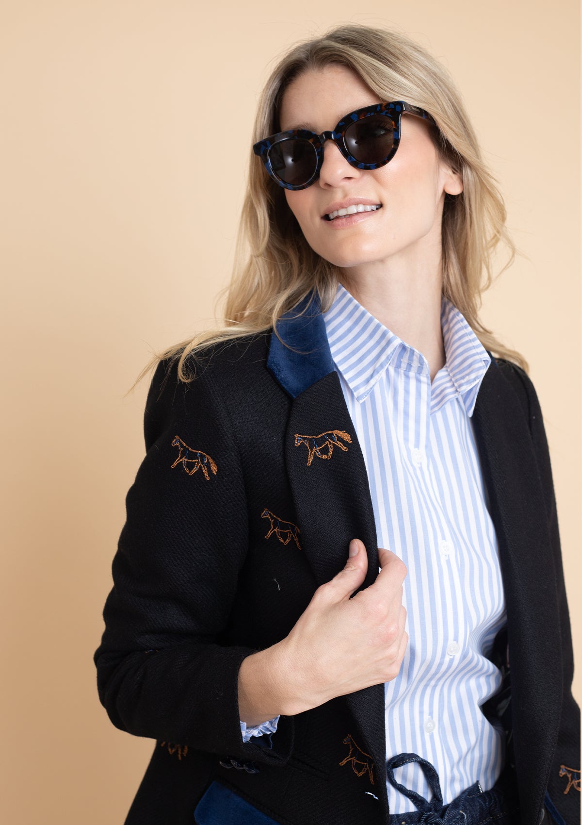 Cavaletti Blazer | Embroidered Italian Wool | Grey