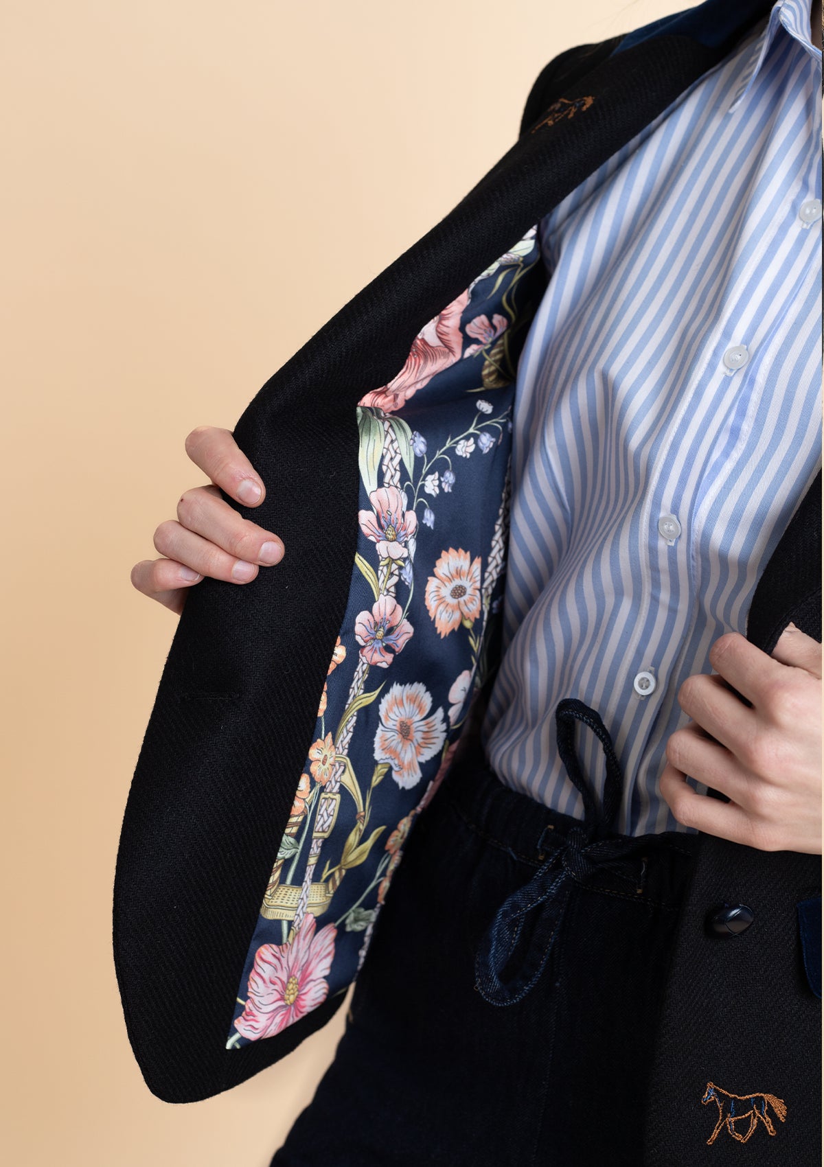 Cavaletti Blazer | Embroidered Italian Wool | Grey