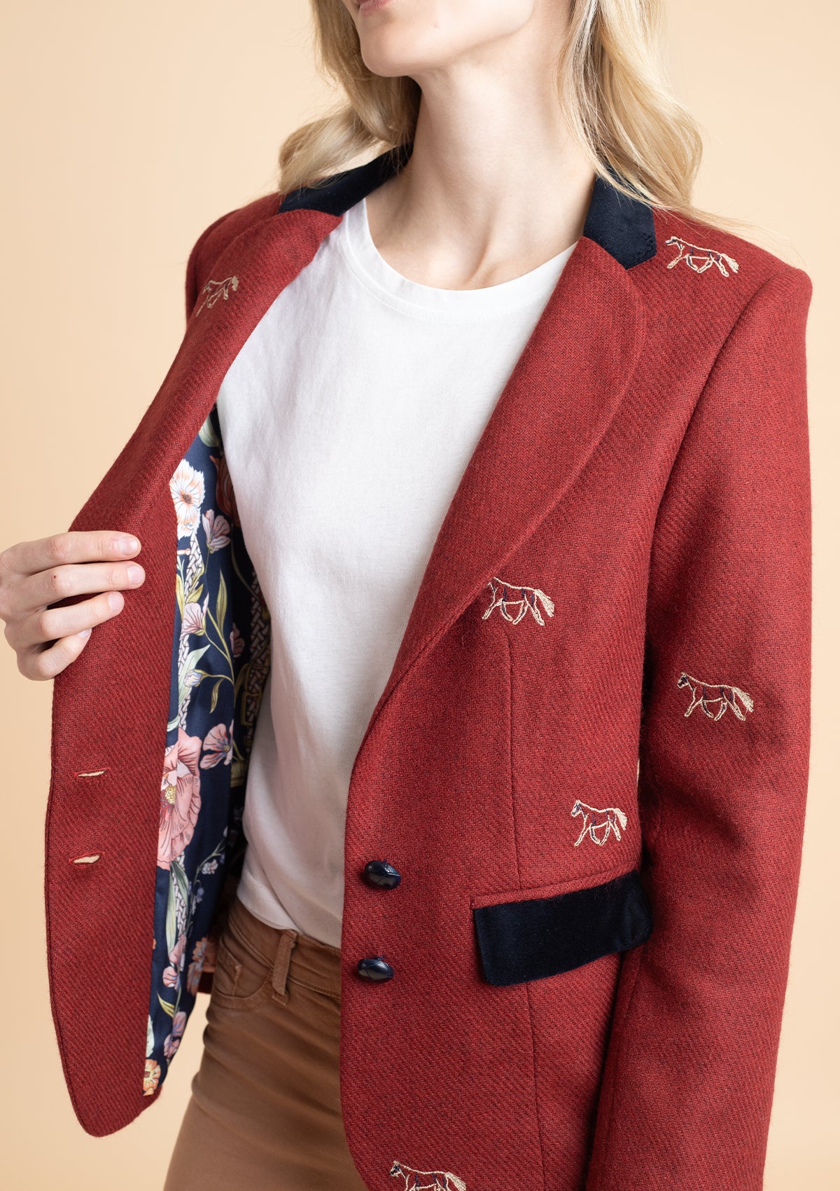 Cavaletti Blazer | Embroidered Italian Wool | Grey