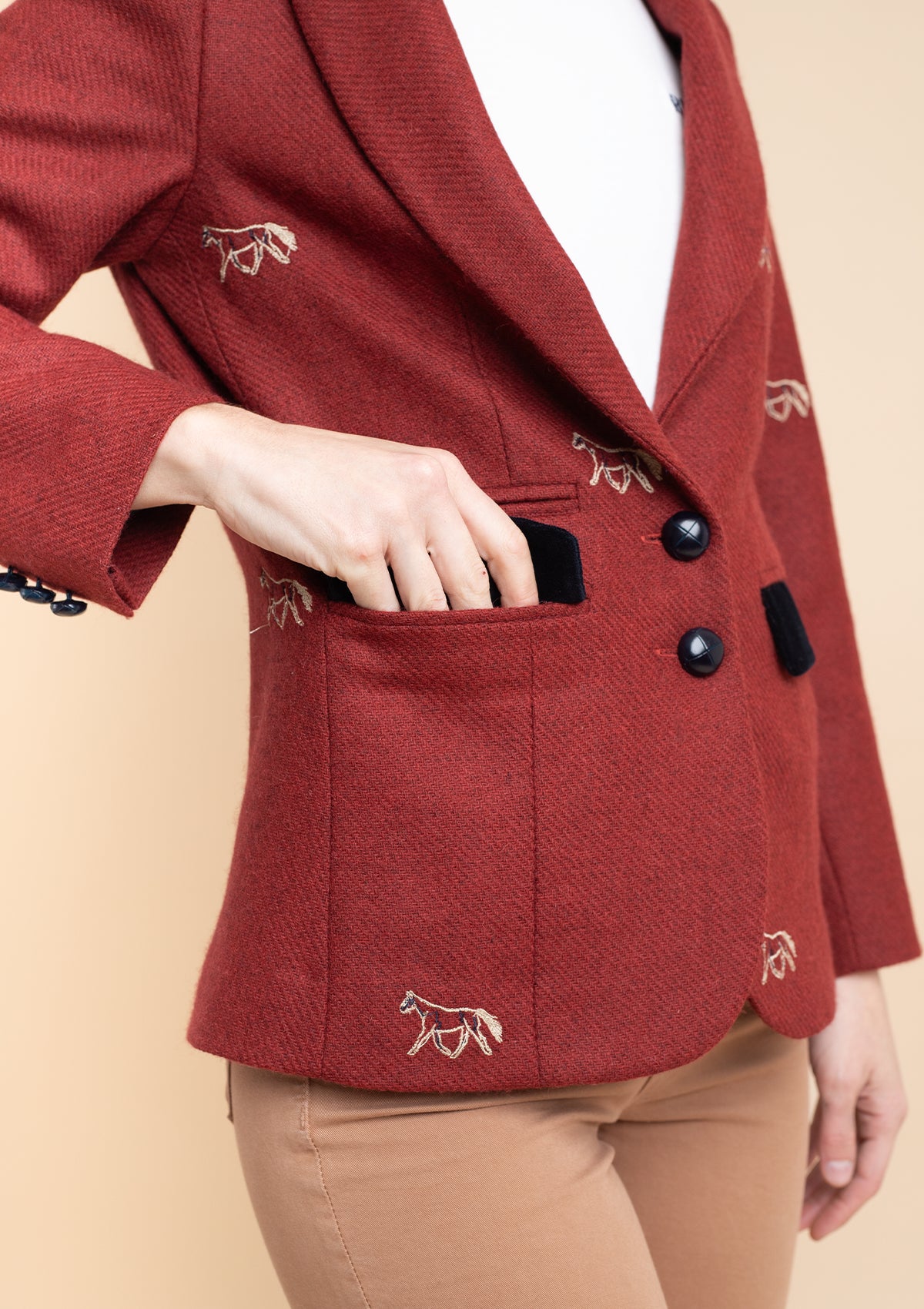 Cavaletti Blazer | Embroidered Italian Wool | Grey