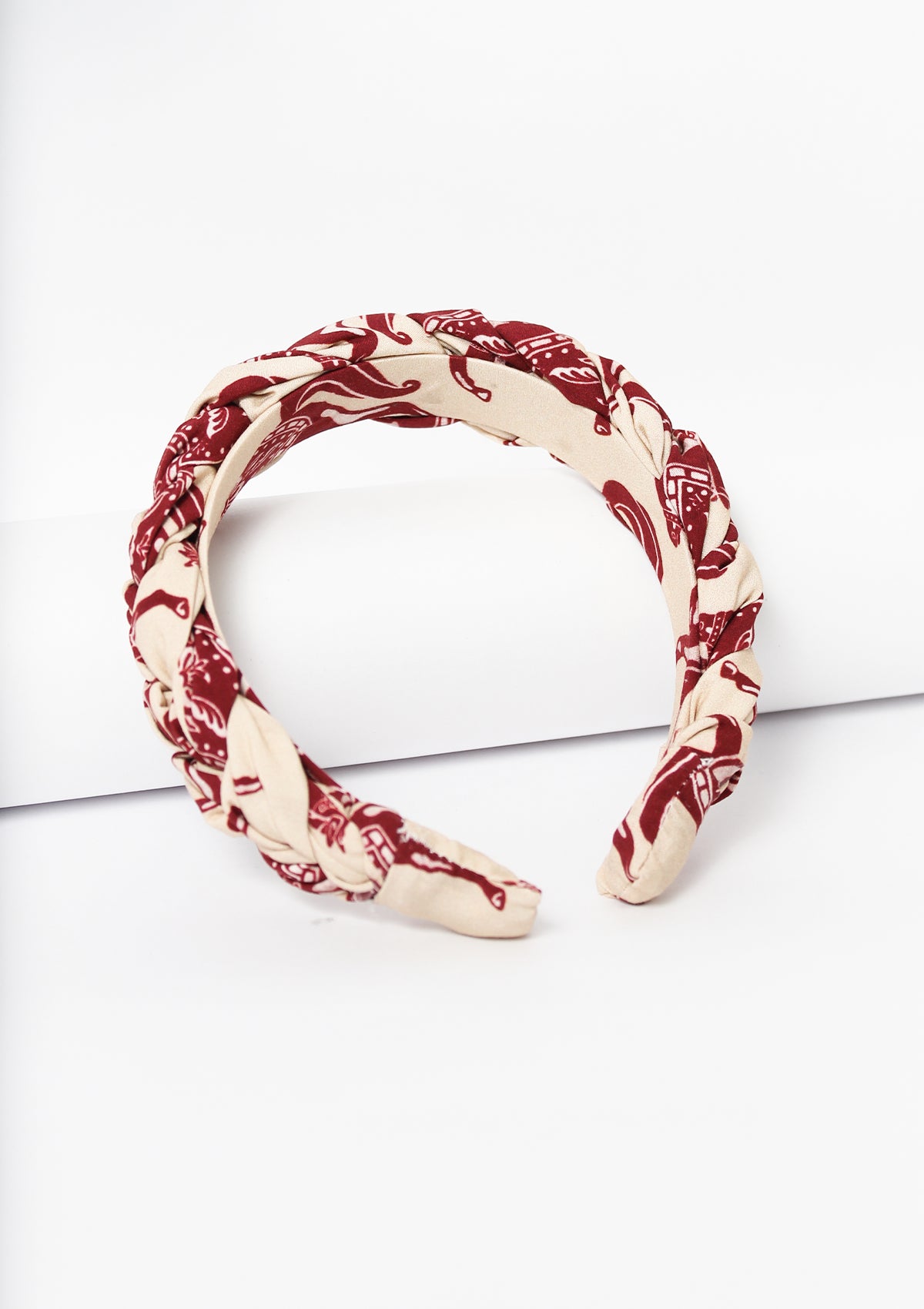 Printed Knotted Hairband | Blossomare Print | Crimson Cream