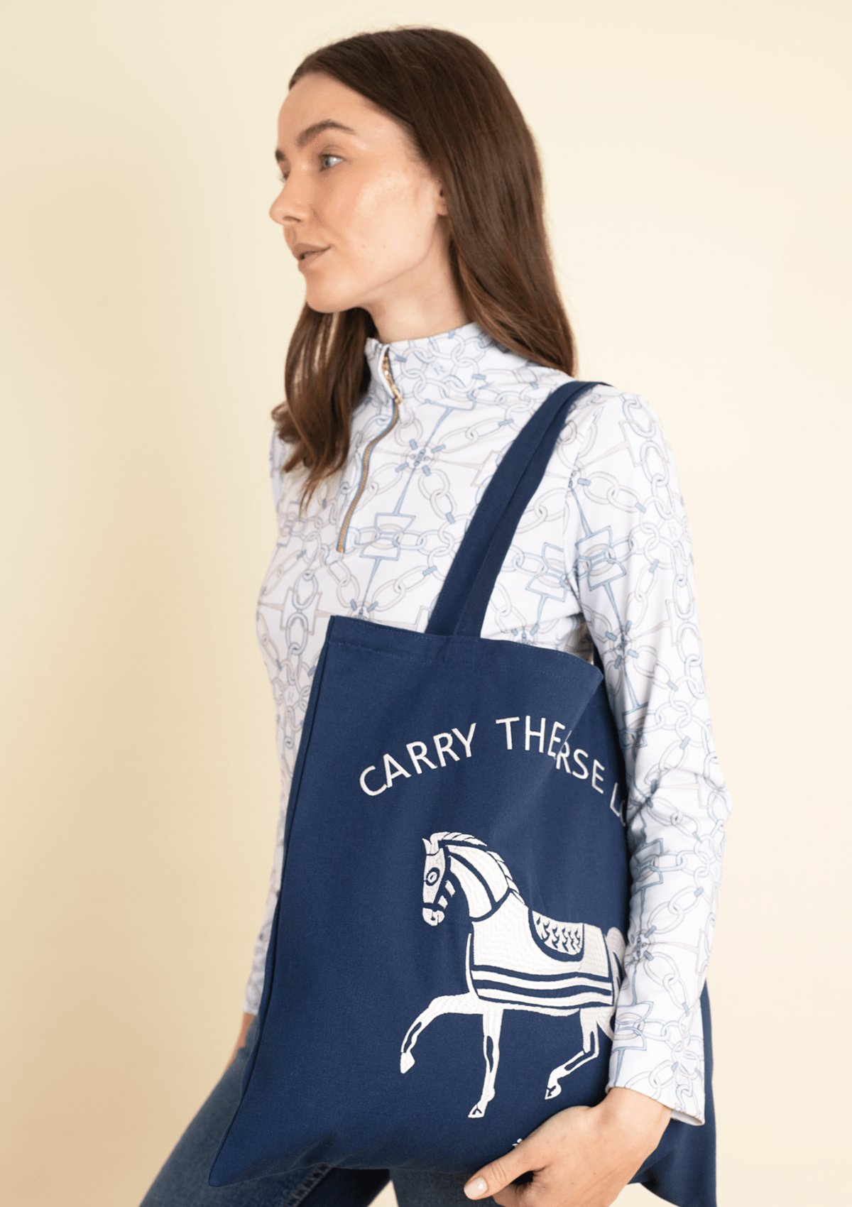 Horse Love Cotton Tote | Carry The Love Horse | Navy - Rönner