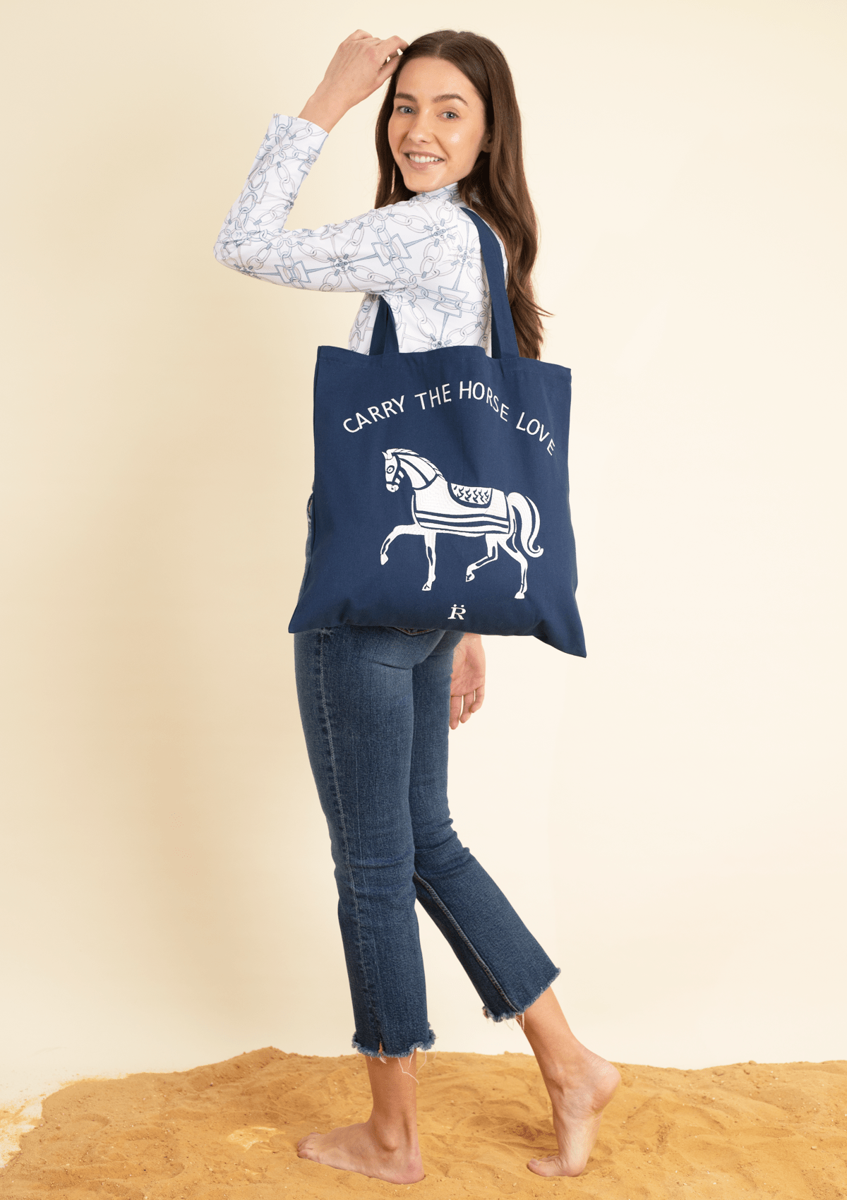 Horse Love Cotton Tote | Carry The Love Horse | Navy - Rönner