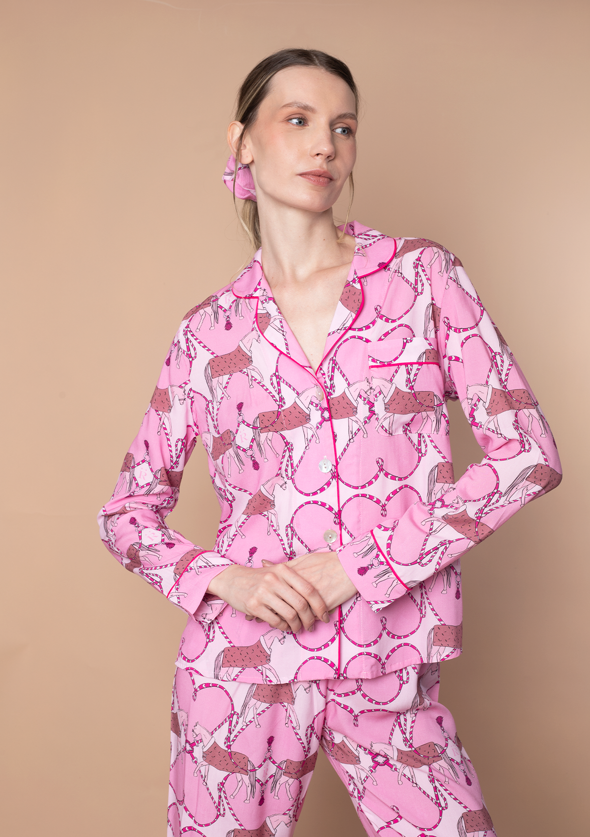 Horsebond PJ’s Set Long Sleeve | Pink | Equestrian Sleepwear Collection
