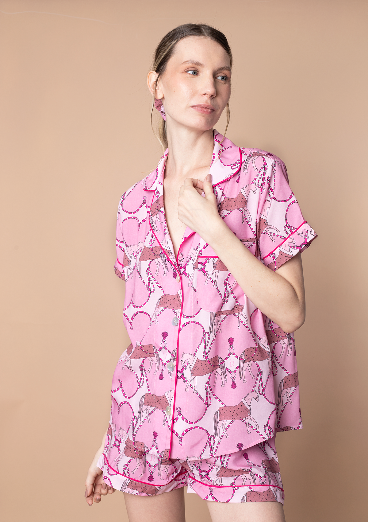 Horsebond PJ’s Set Short Sleeve | Pink | Equestrian Sleepwear Collection - Rönner
