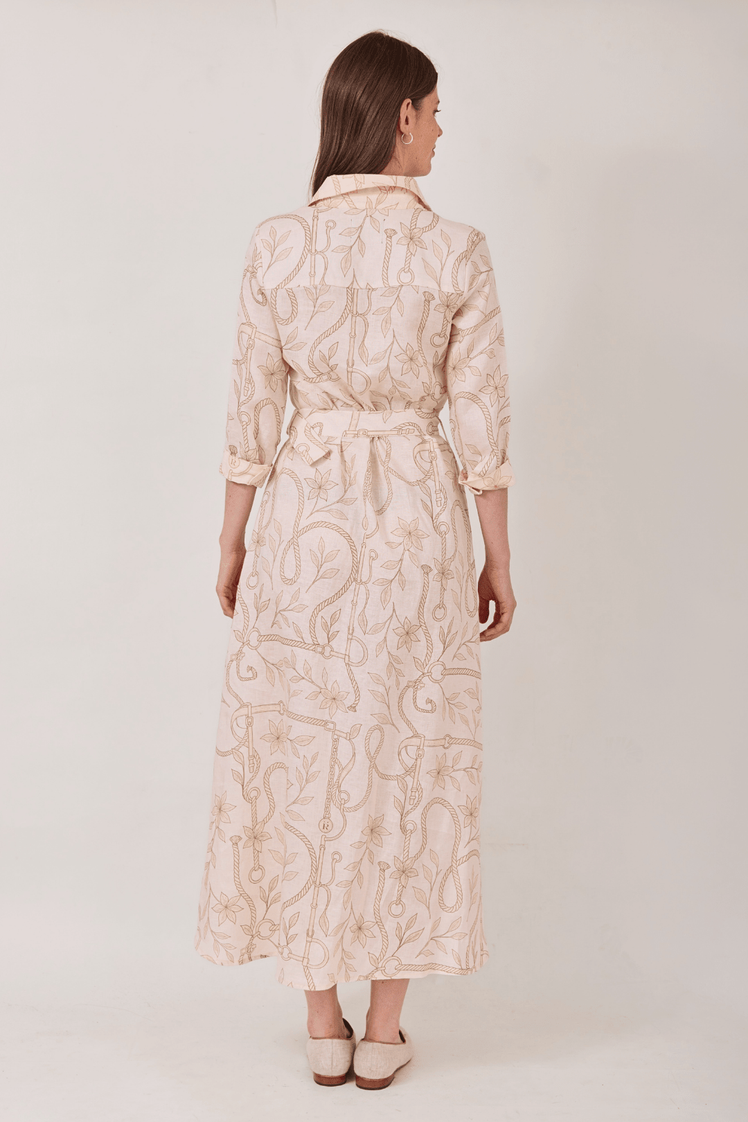 Isadora Linen Dress | Ropes Print - RönnerDressSand