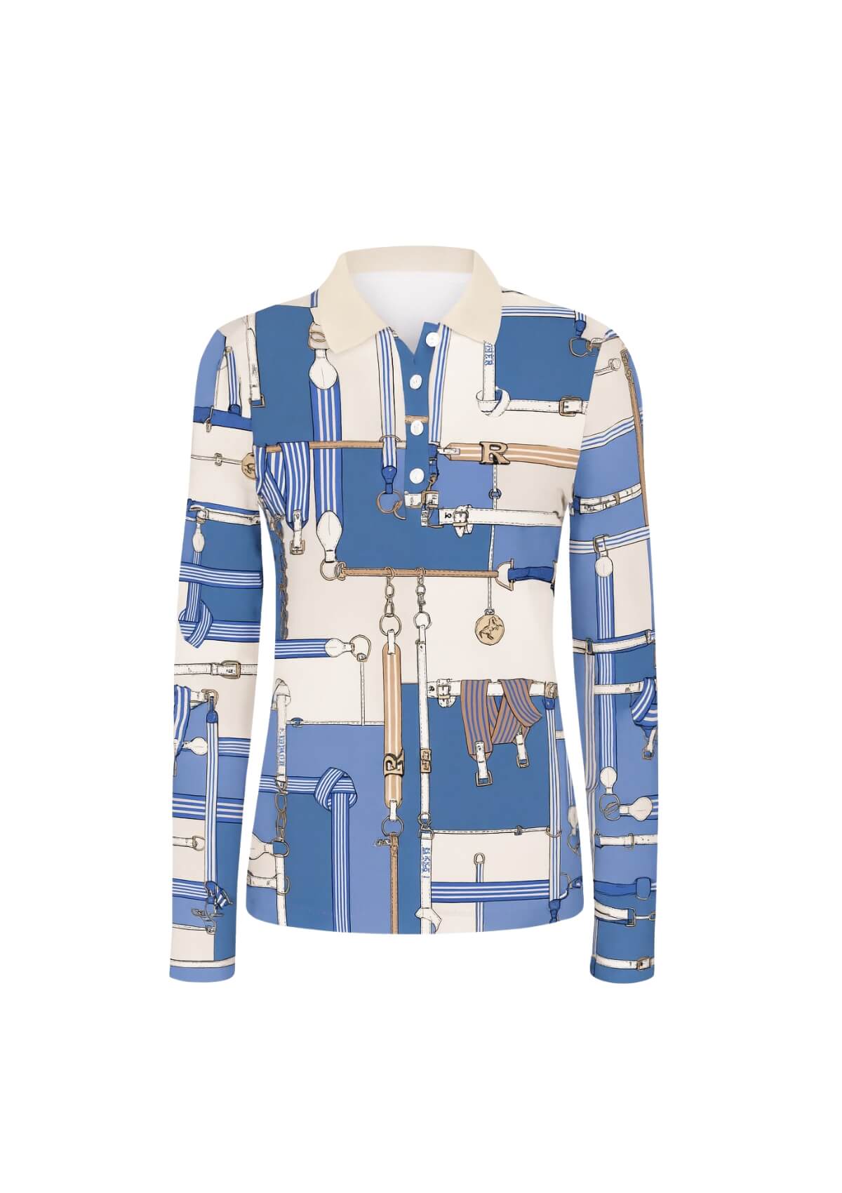 Jubilea Polo-Shirt | Long Sleeve | Blue & Nude
