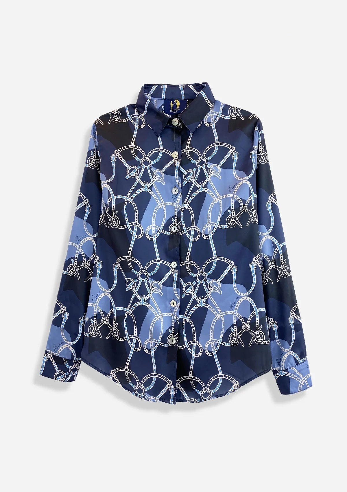 Juliet Button - down Shirt | Saddlery Print | Navy - RönnerBlousesM