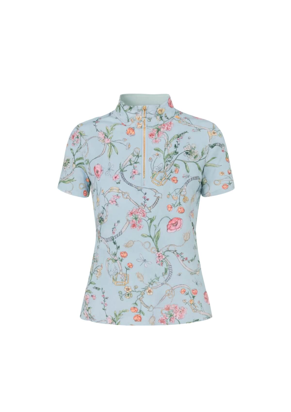 Juliette Q - Zip | Short Sleeve | Herbaria Print | Aqua - RönnerXS