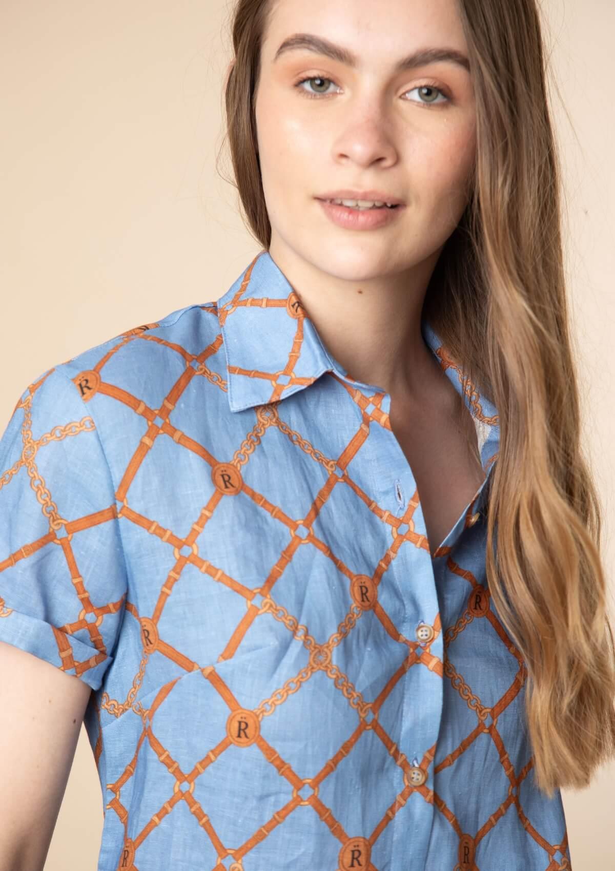 Leonor Linen Dress | Beltina Print | Powder Blue - RönnerDressXS