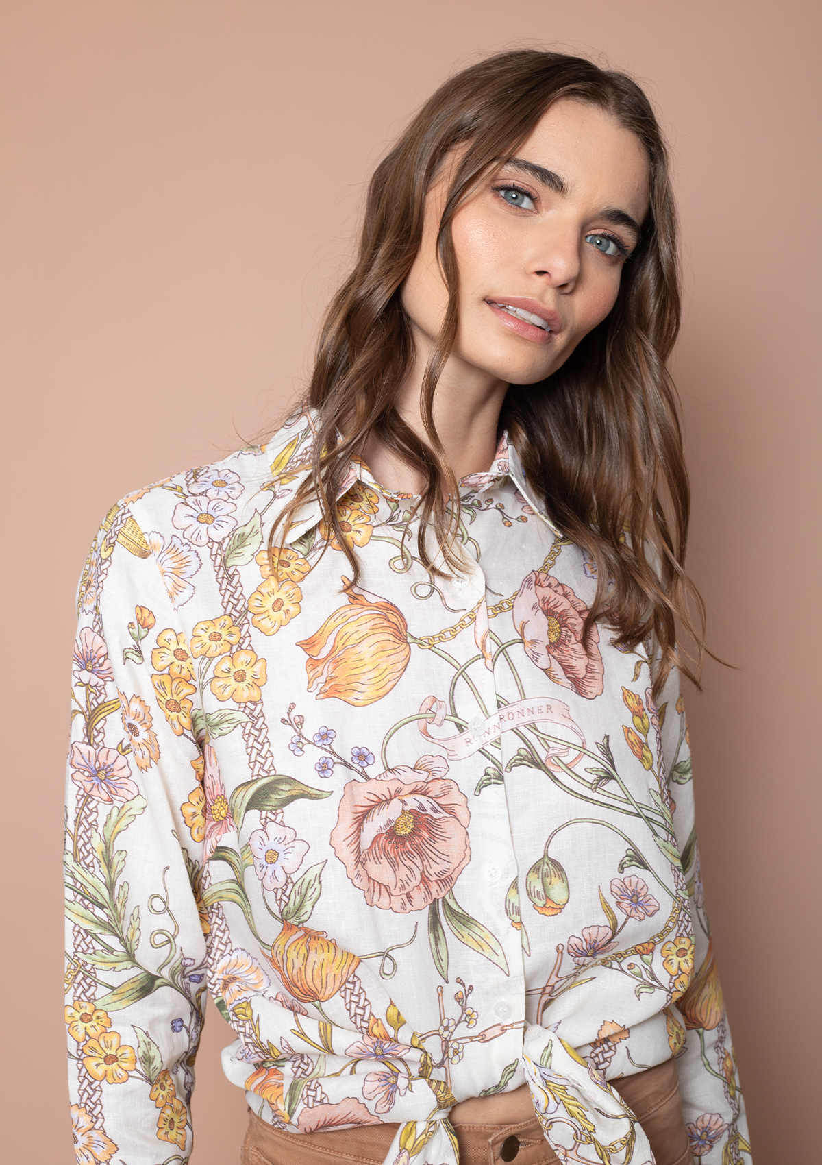 Basic Linen Shirt | Botany Flora Cream - Rönner