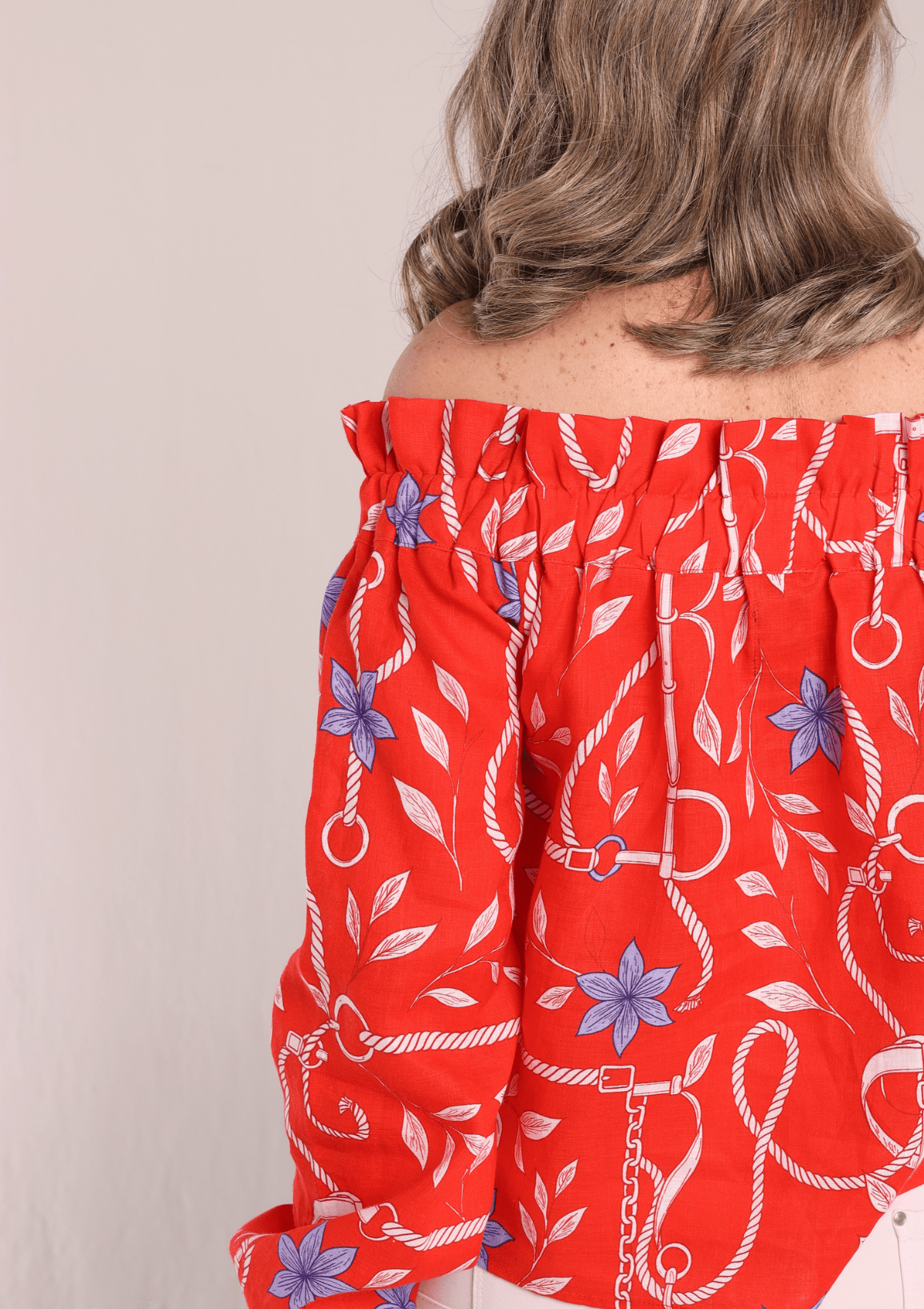 Lisette Linen Shirt | Ropes Print - Poppy Red - RönnerShirtS