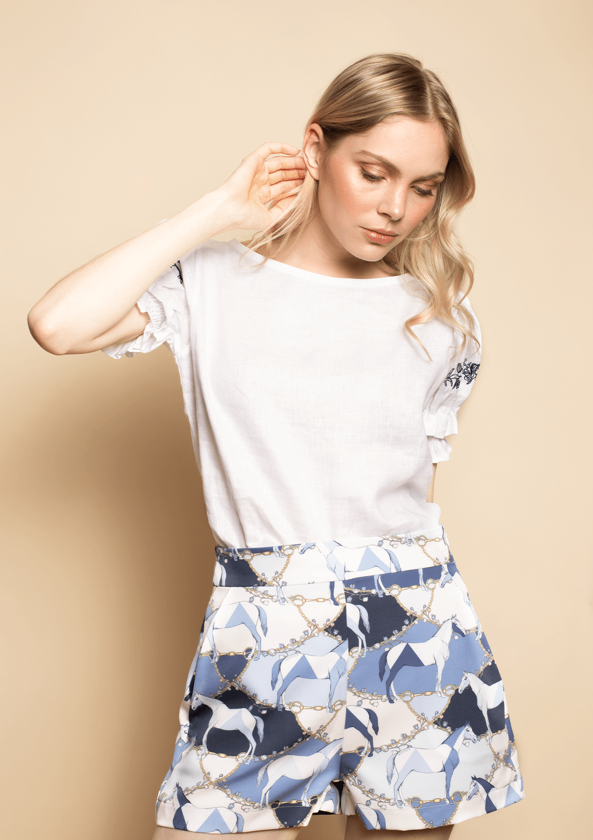 Noah Stretchy Shorts | Geo Horses Print