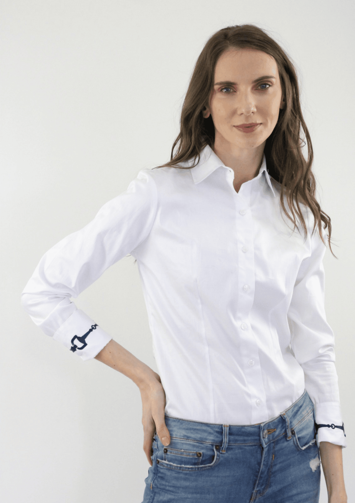 Margarita Cotton Shirt | Embroidered Sleeves | White - RönnerShirtXS
