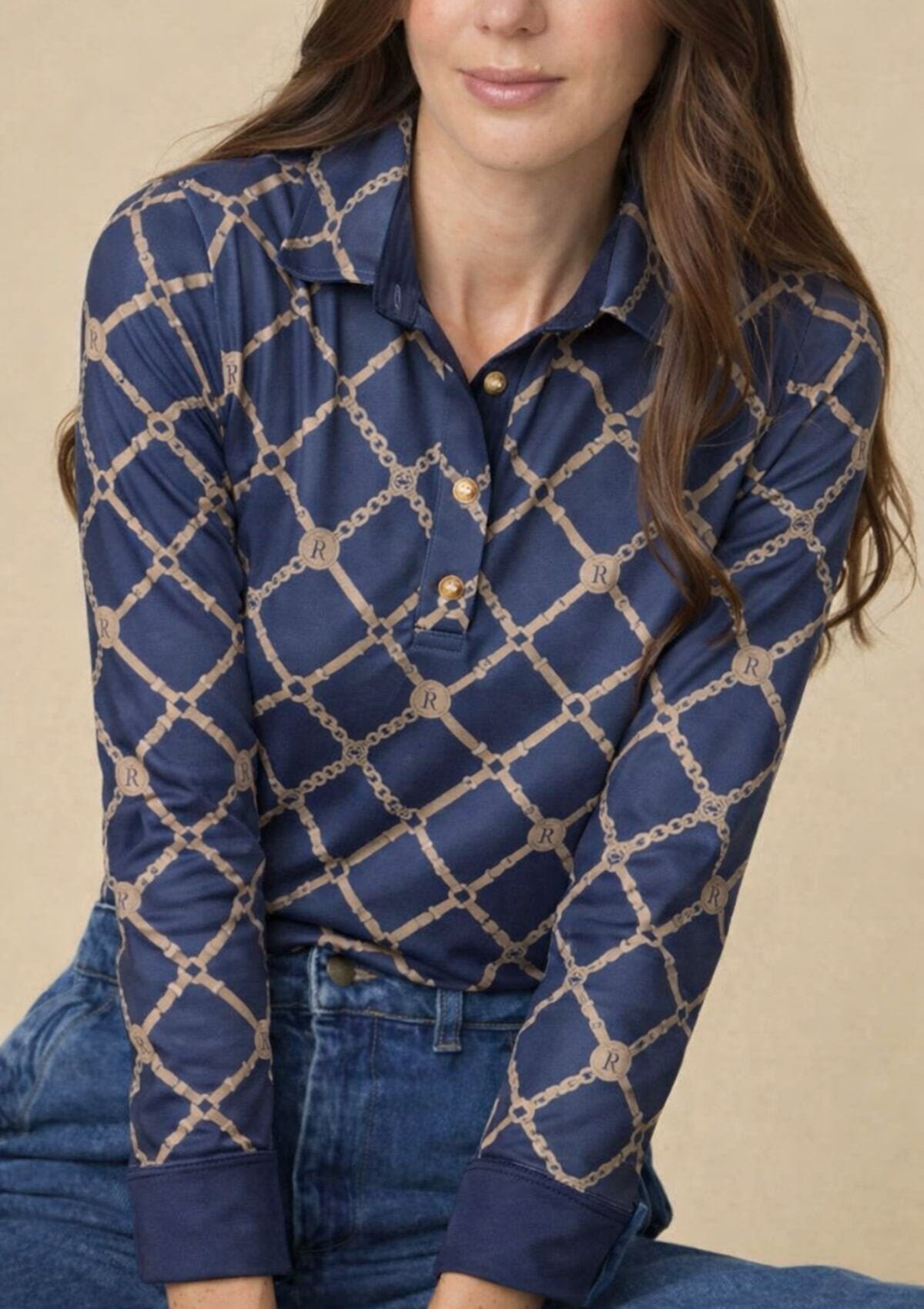 Mulberry Polo - Shirt | Long Sleeve | Beltina Print | - RönnerPolo ShirtXS