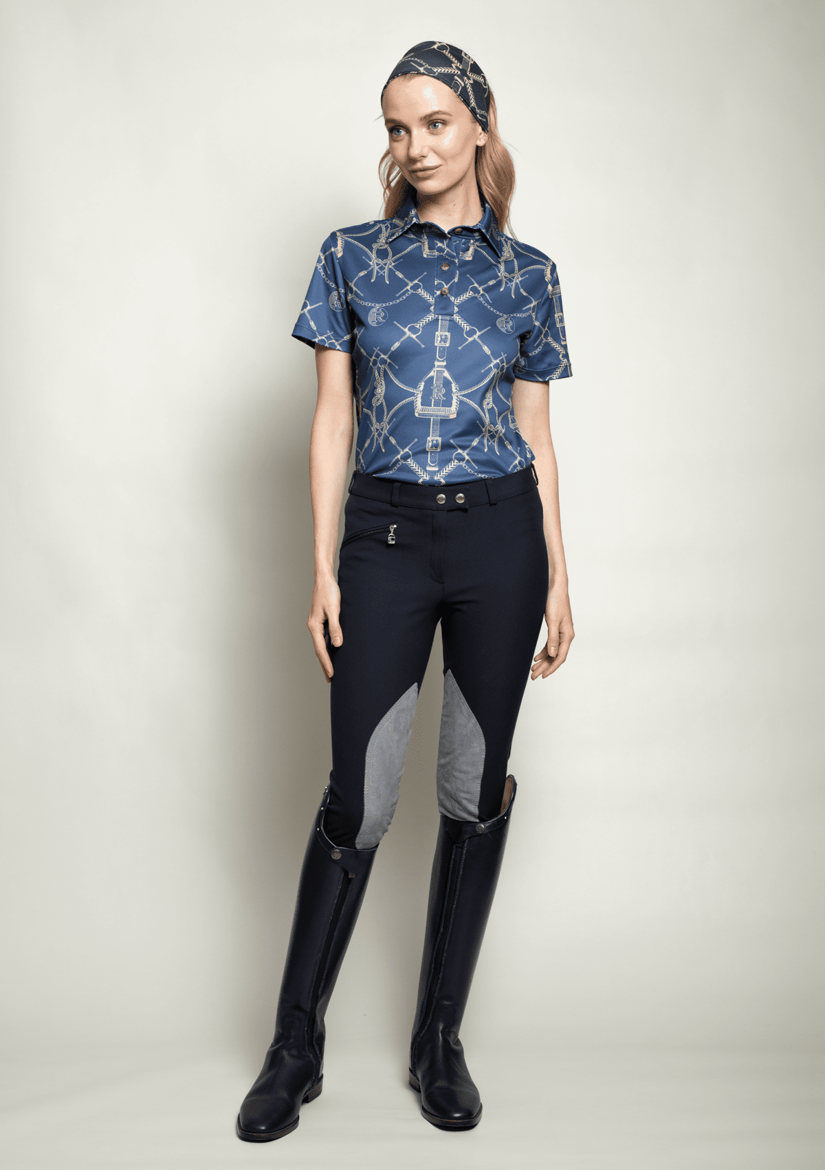 Noelia Polo - Shirt | Short Sleeve | Morsetti Print | Navy | Sample - RönnerPolo ShirtXXL