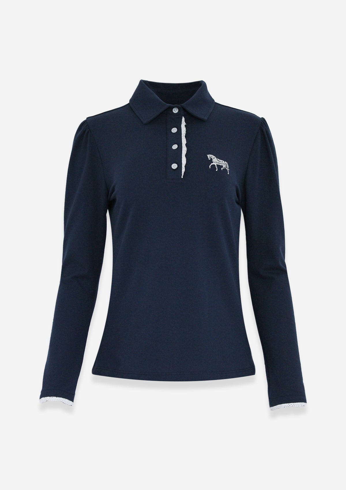 Nova Cotton Polo-Shirt | Long Sleeve | Navy