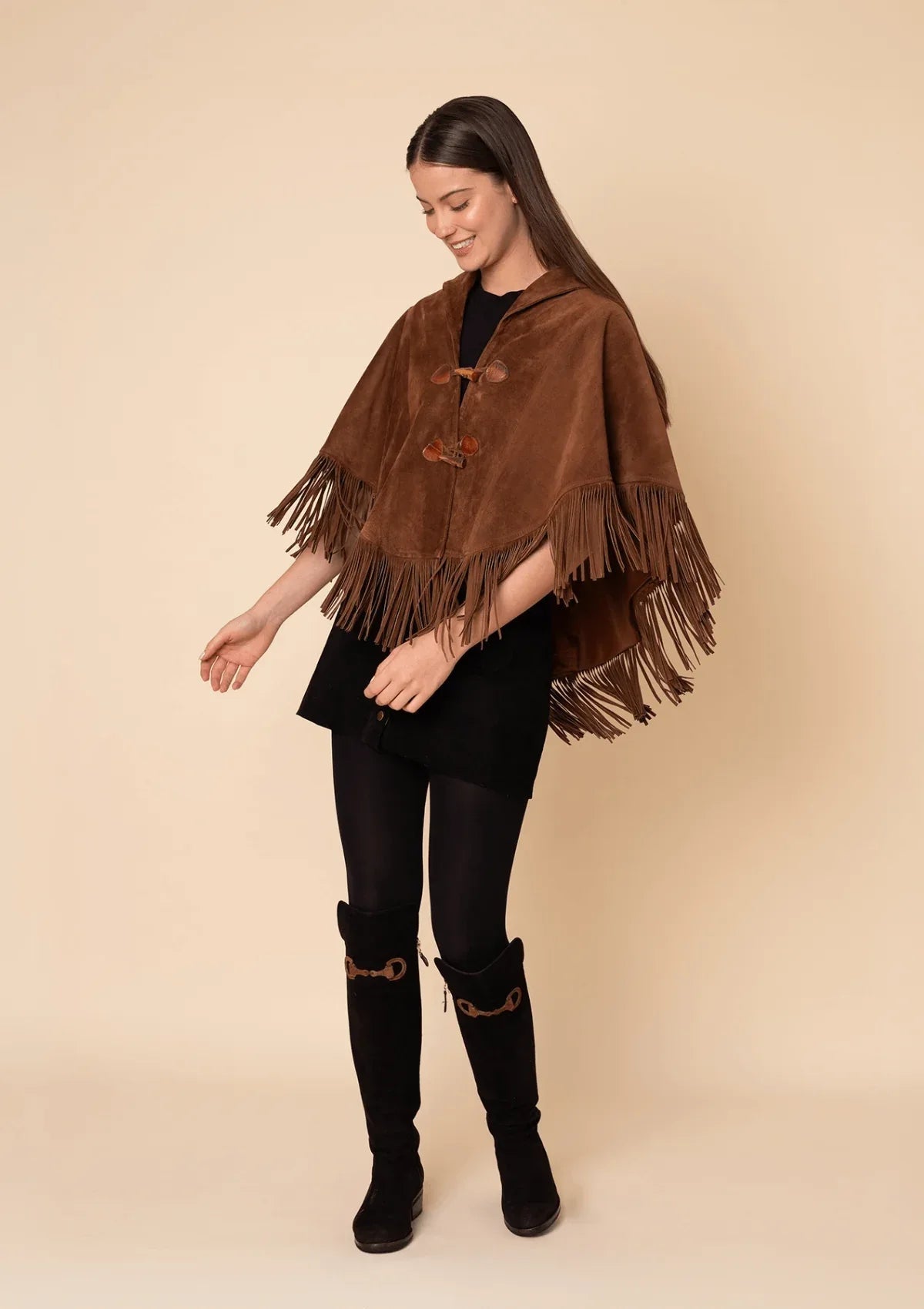 Pampa Suede Poncho | Suede Leather - RönnerVestCognac