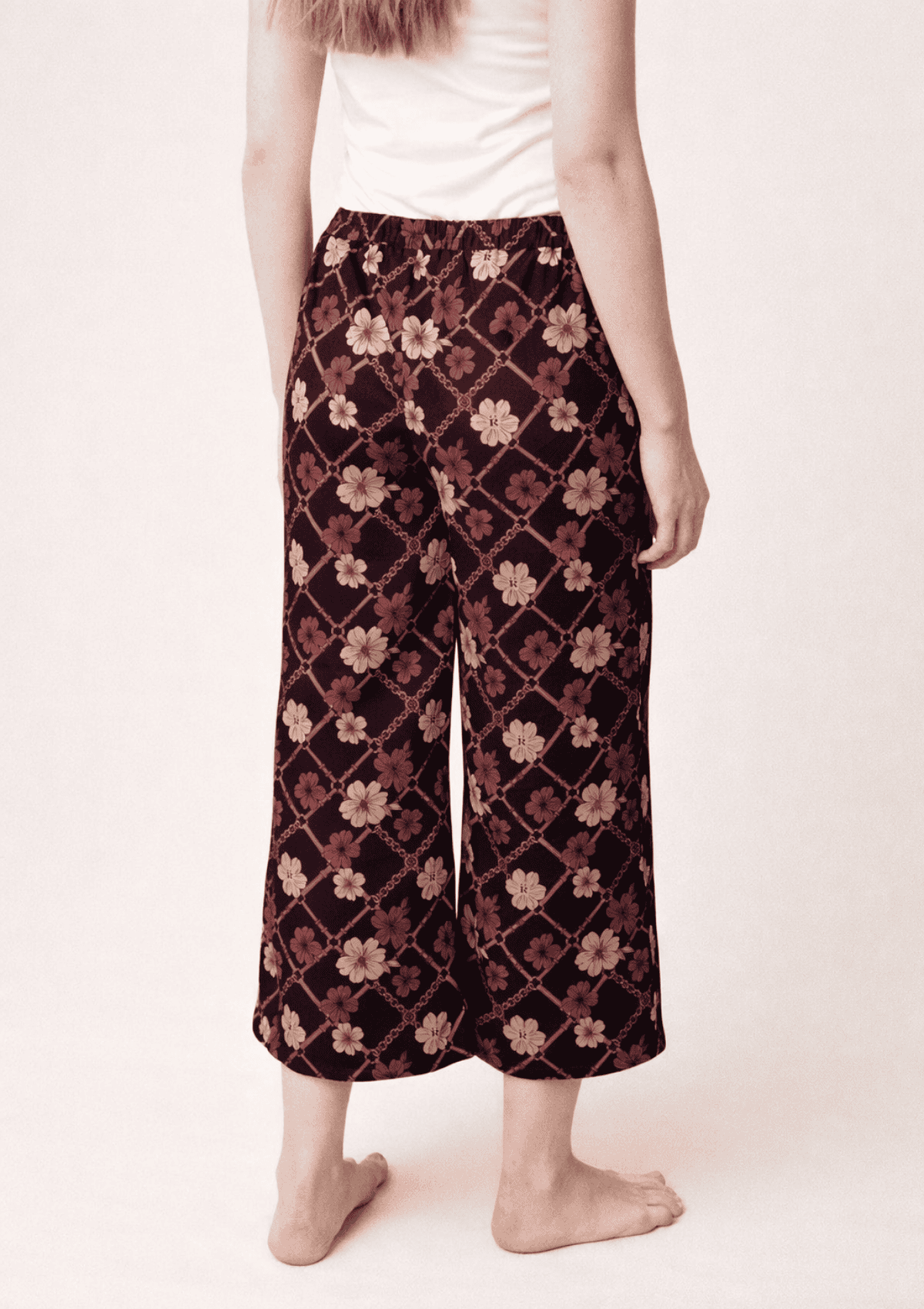 PJ Pants | Bloom Print | Burgundy - RönnerTerracotta