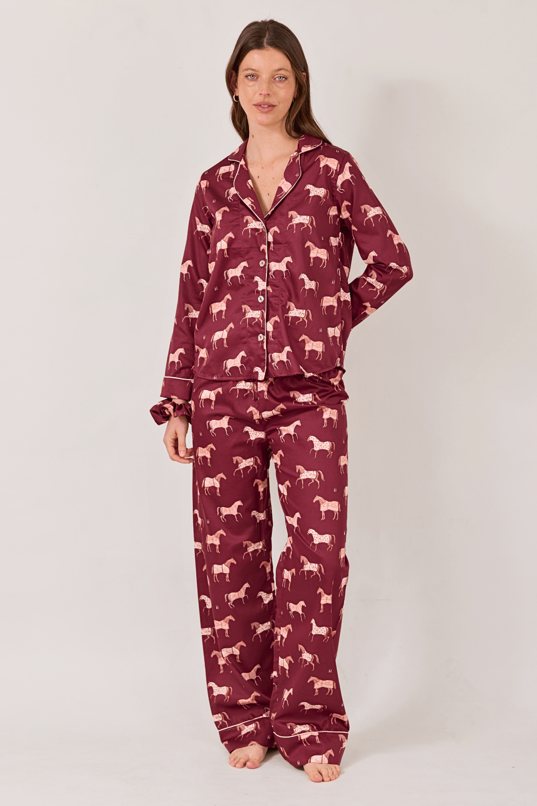 Poise Horse Cotton Pajama Set | Long Sleeve - RönnerLong Sleeve SetBurgundy