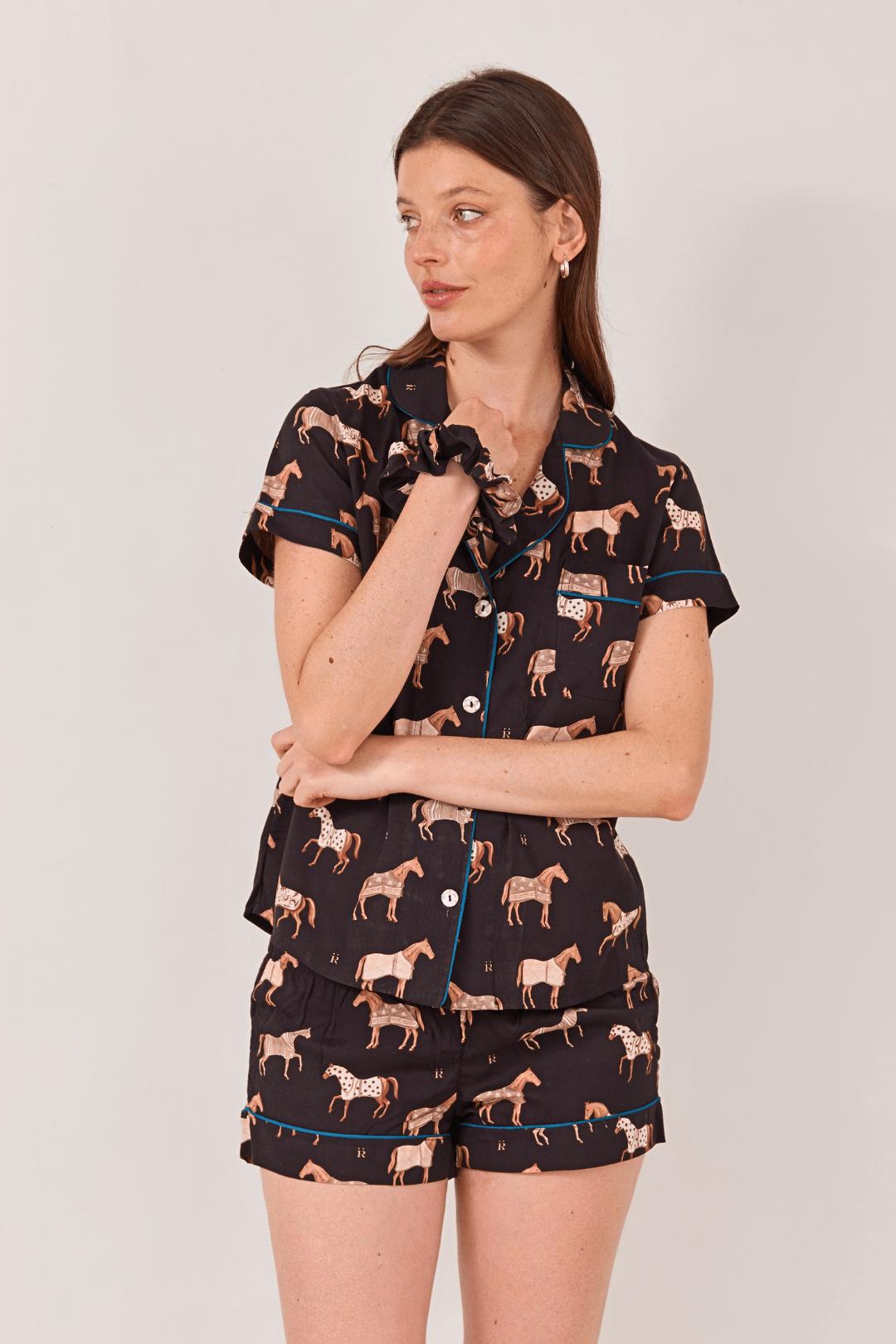 Poise Horse Cotton Pajama Set | Short Sleeve - RönnerShort Sleeve SetBlack