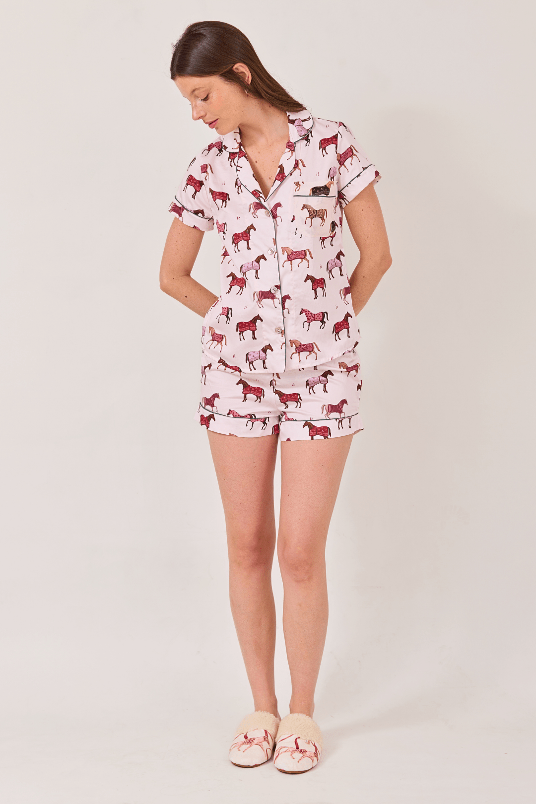 Poise Horse Cotton Pajama Set | Short Sleeve - RönnerShort Sleeve SetRose