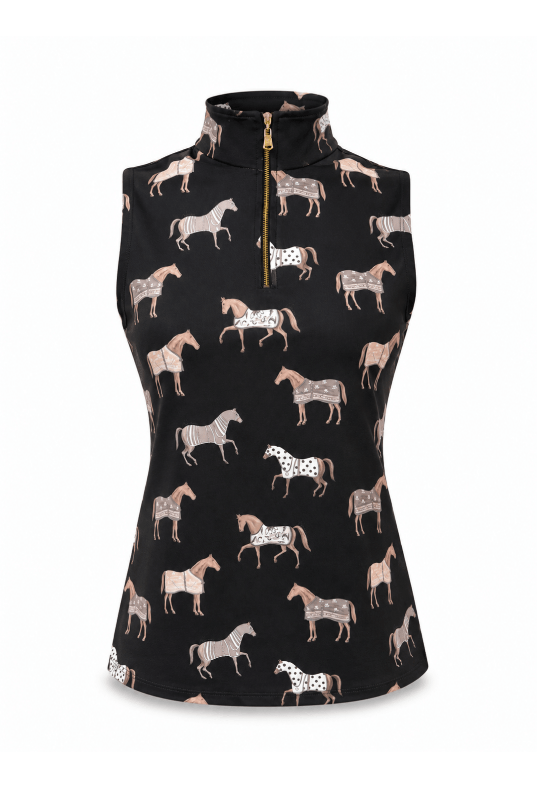 Poise Printed Sleeveless Q-Zip - RönnerShirtBlack