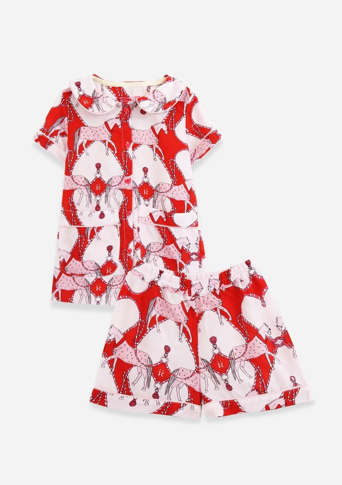 Ponyland Short Sleeve | Horsebond Print Red & White - RönnerPyjama8 yrs