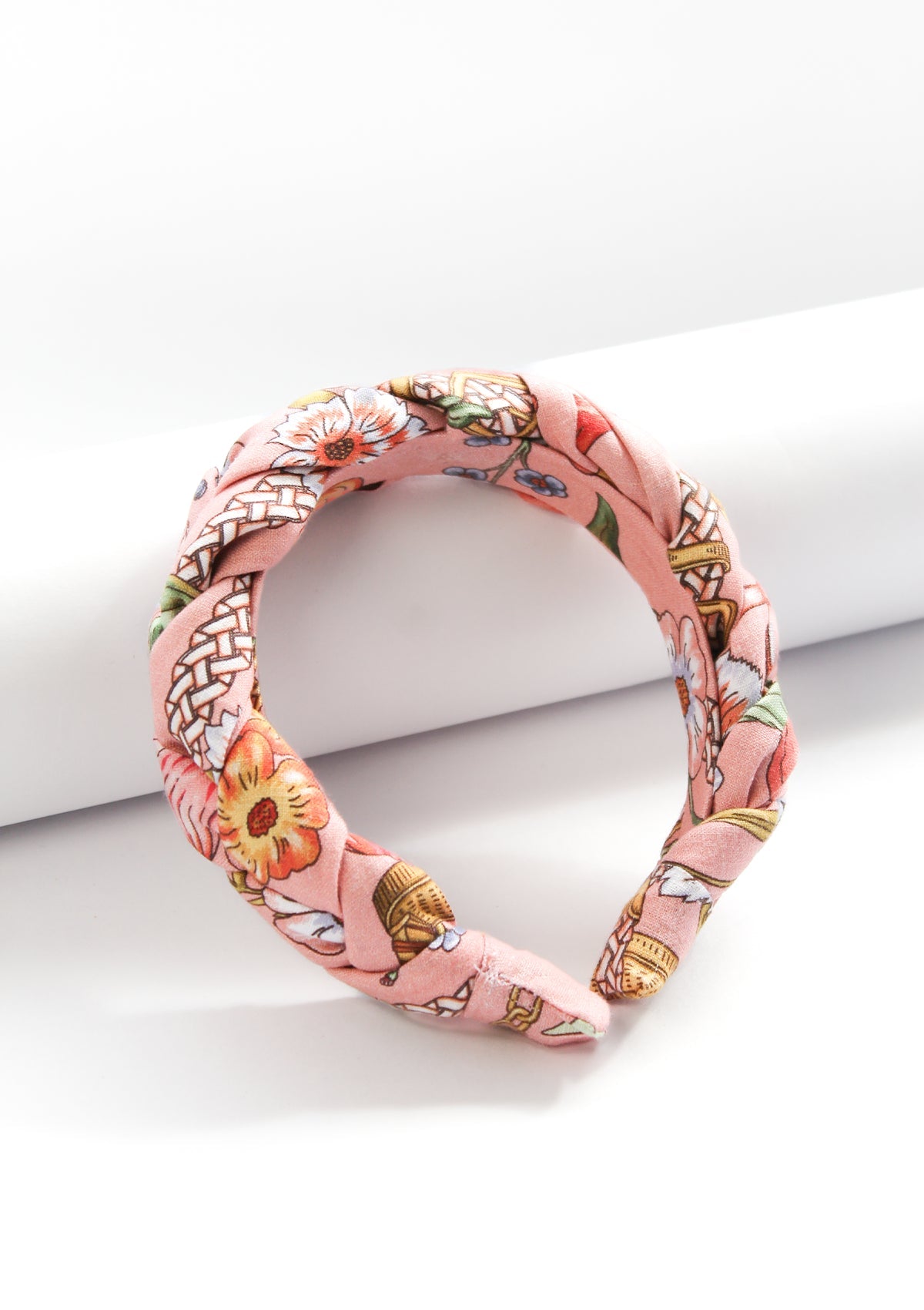 Printed Linen Knotted Hairband | Botany Print | Mint Rose - RönnerMint Rose